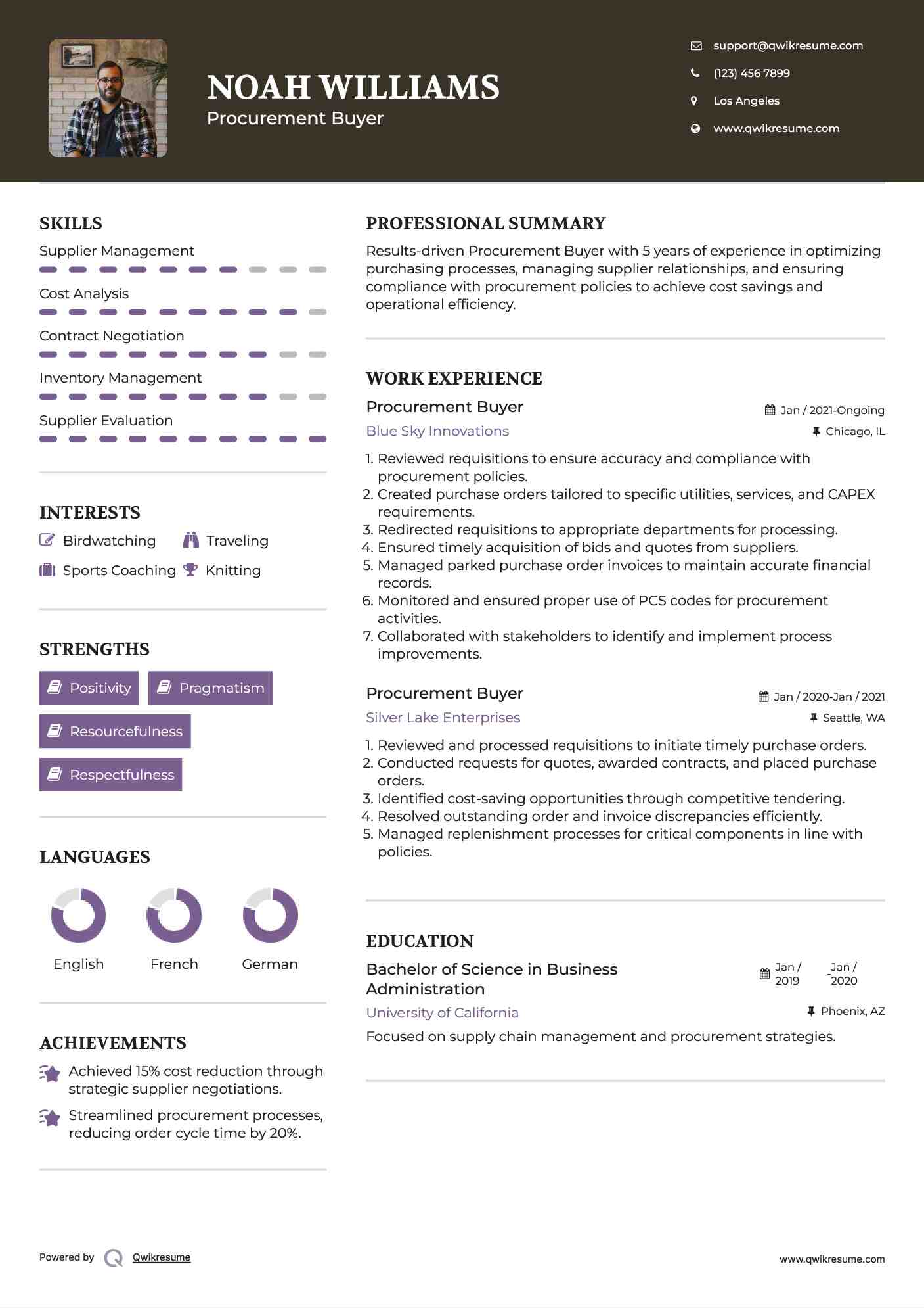 Procurement Buyer Resume Sample