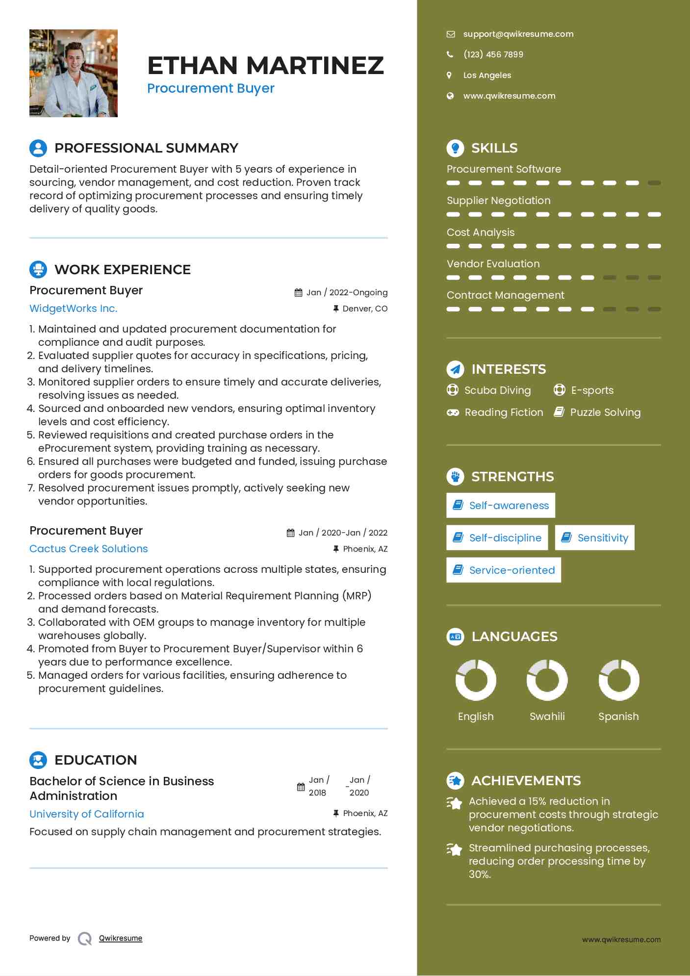 Procurement Buyer Resume Model