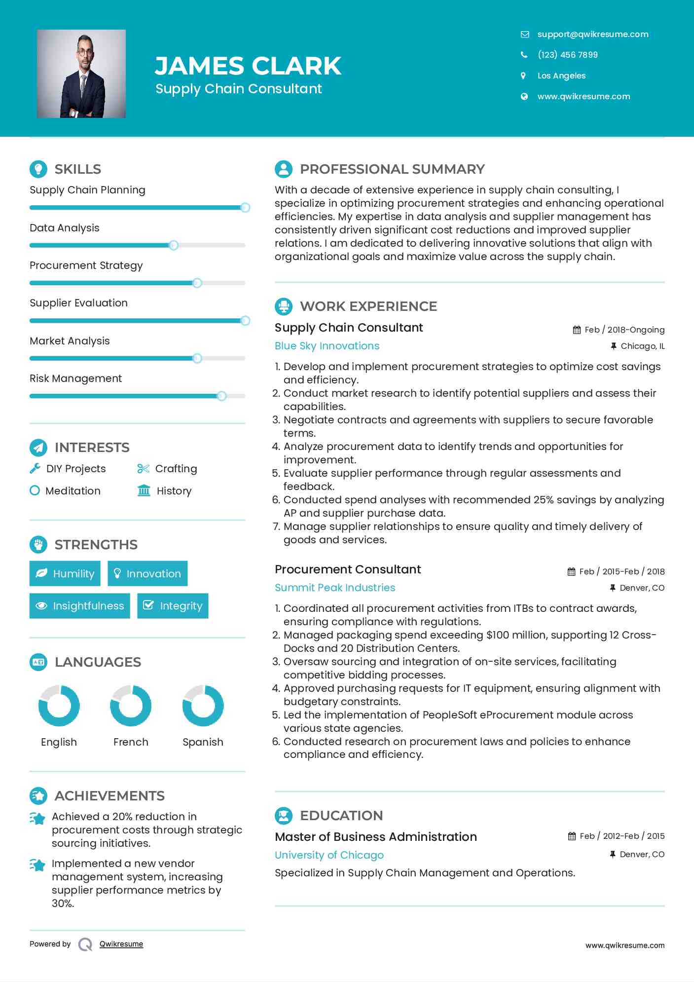 Supply Chain Consultant Resume Format