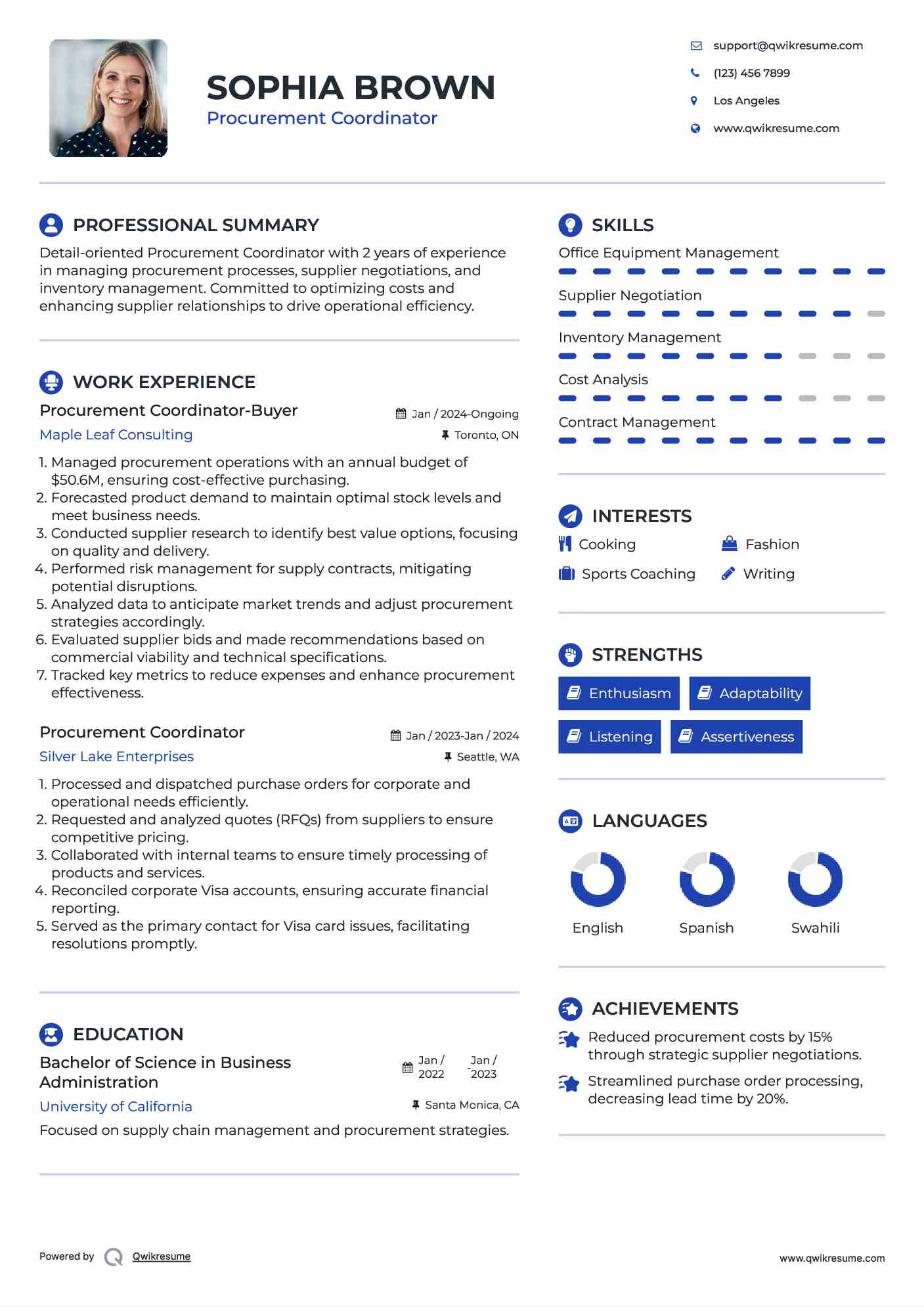 Procurement Coordinator-Buyer Resume Model