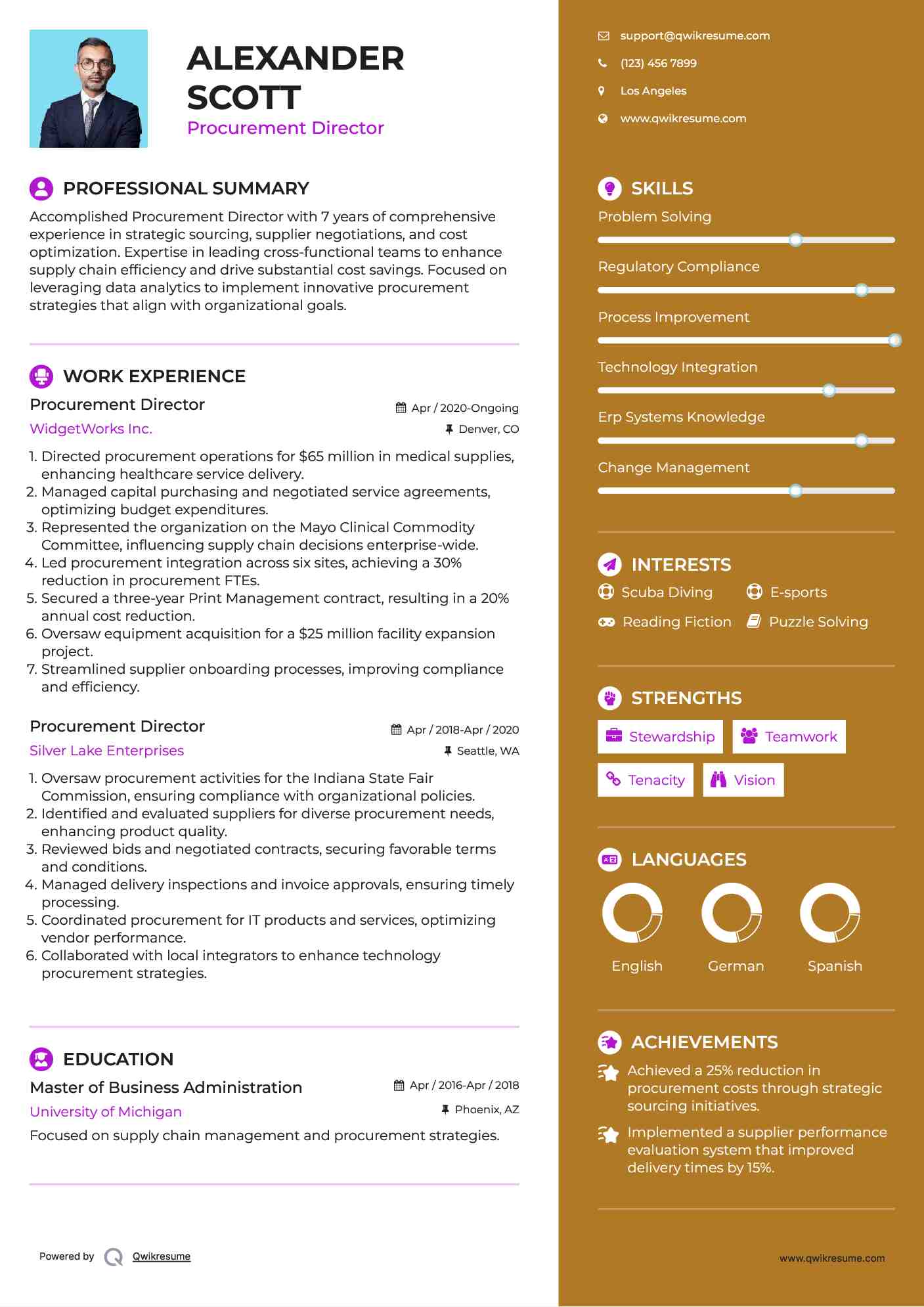 Procurement Director Resume Format