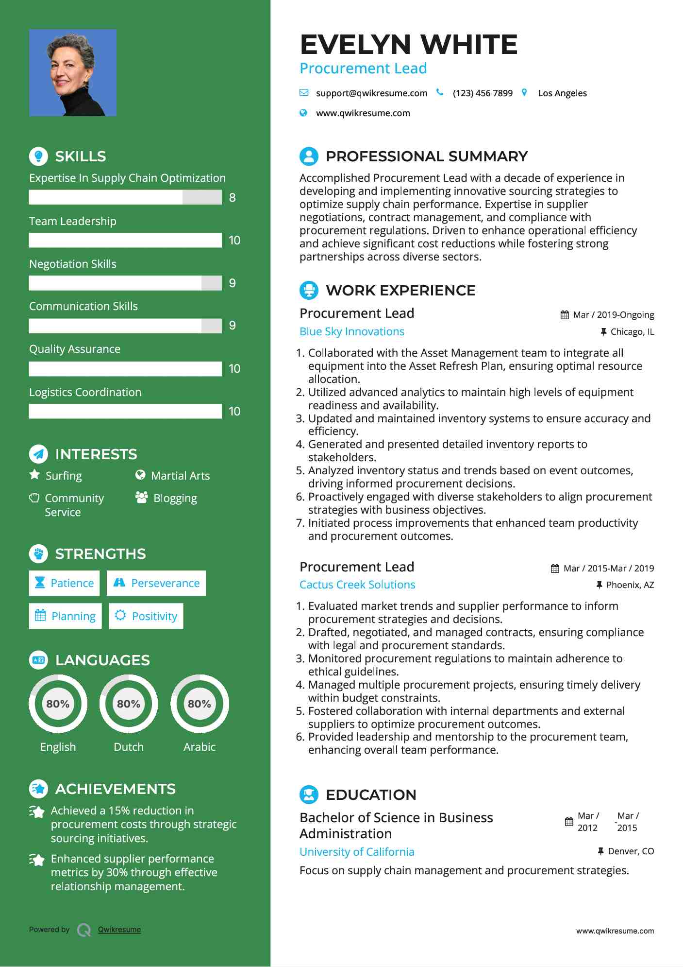 Procurement Lead Resume Format