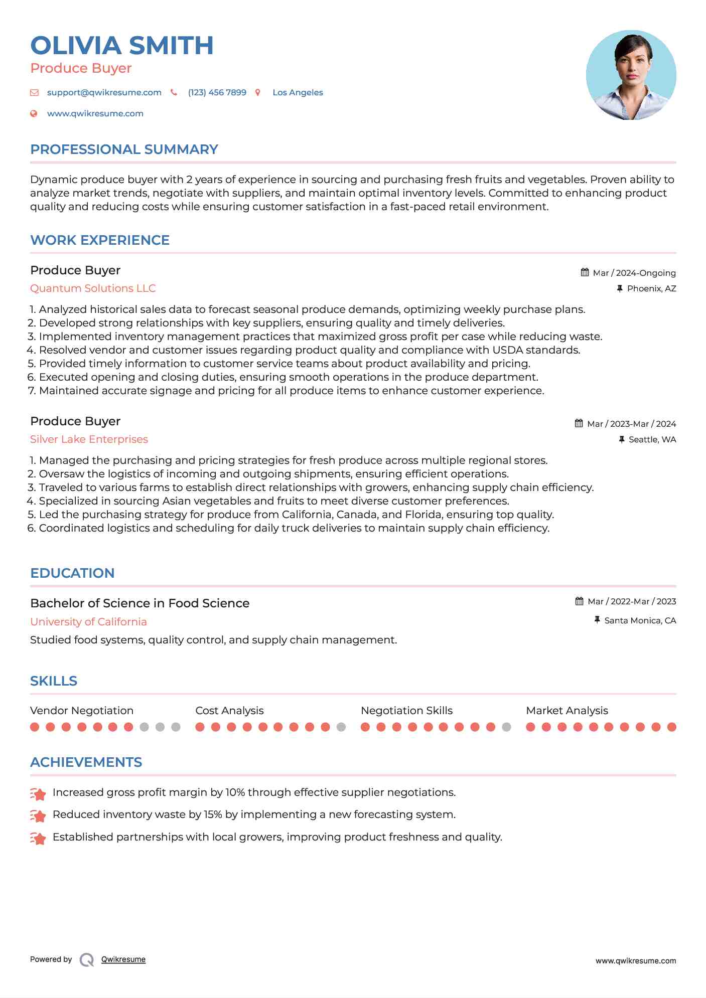 Produce Buyer Resume Template
