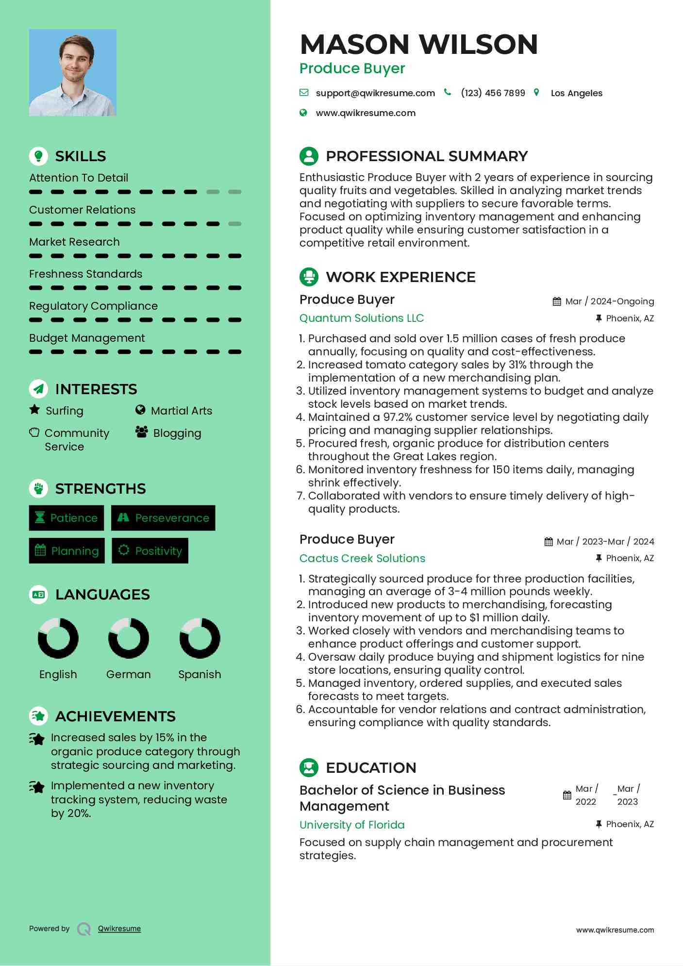 Produce Buyer Resume Template