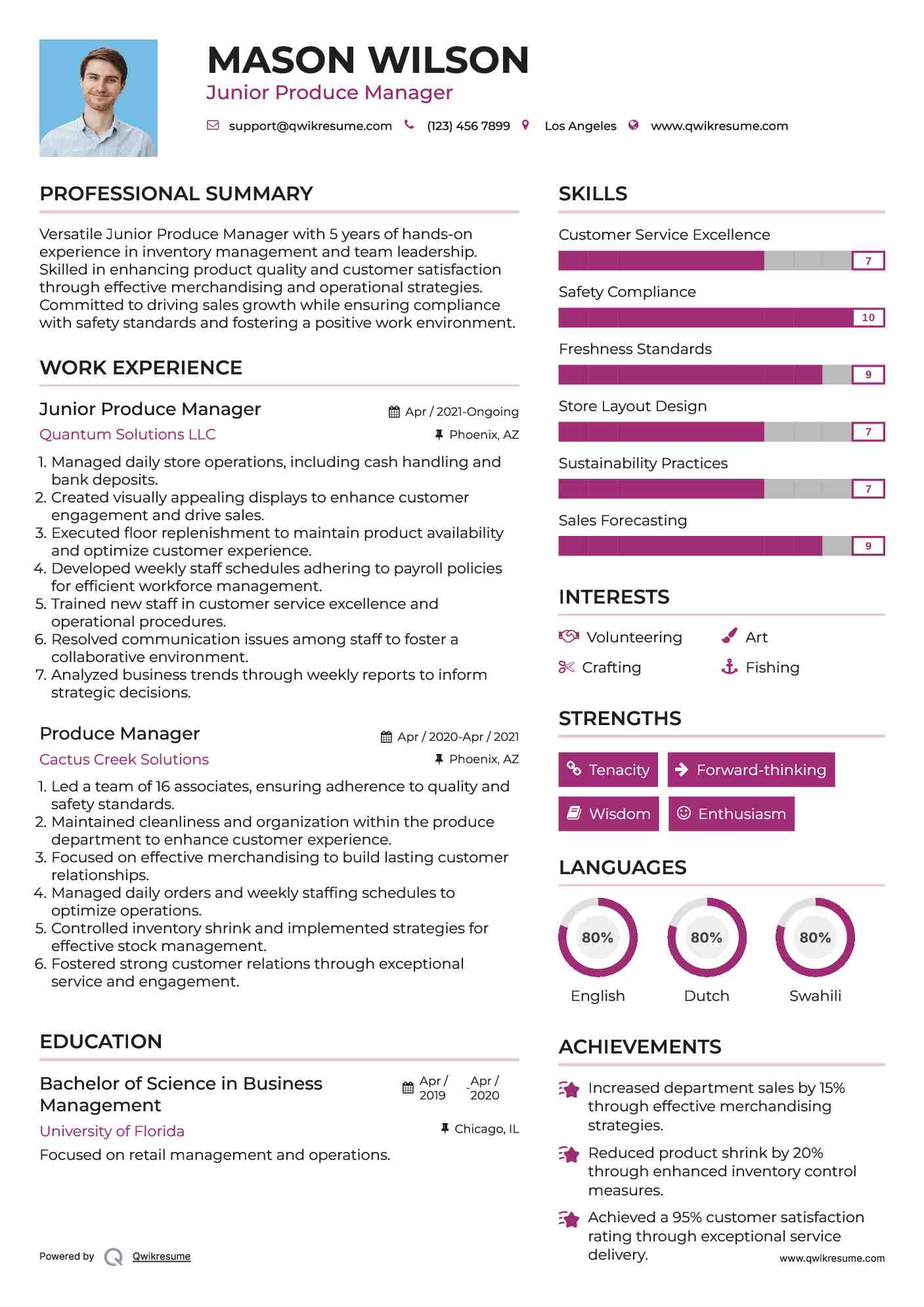 Produce Manager Resume Samples Qwikresume