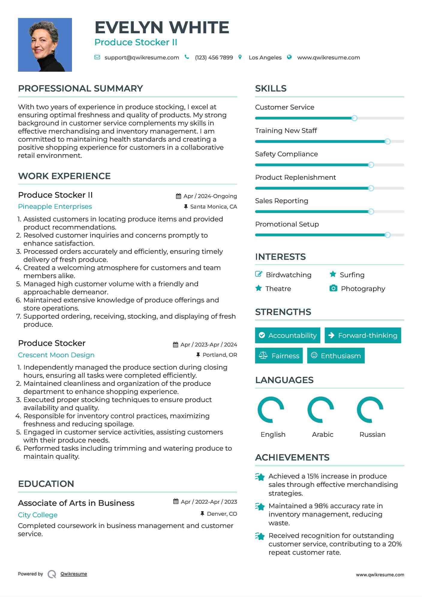 Produce Stocker II Resume Sample