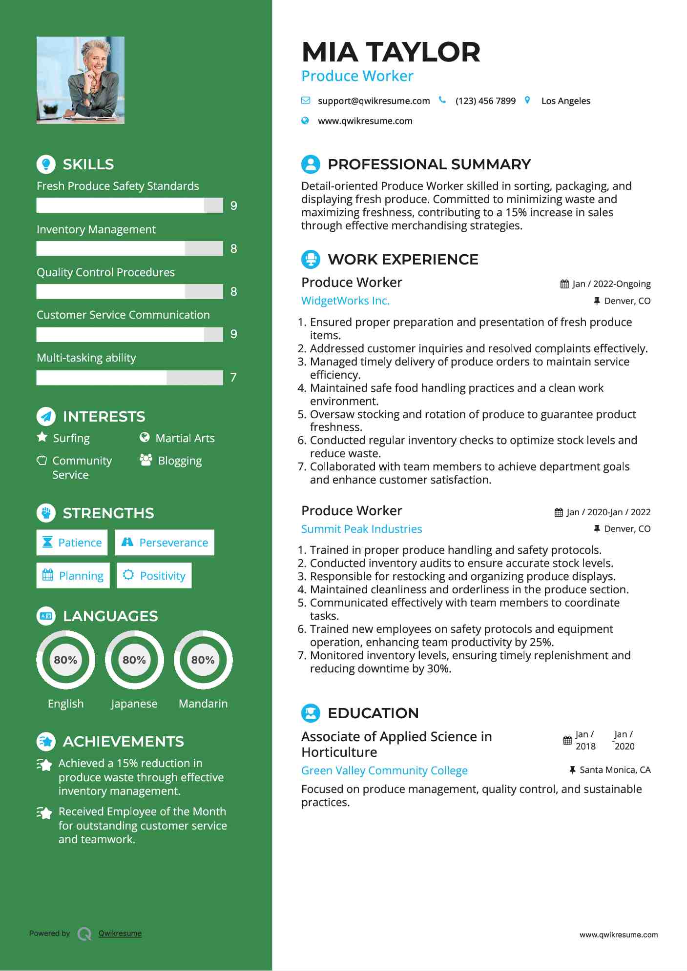 Produce Worker Resume Format