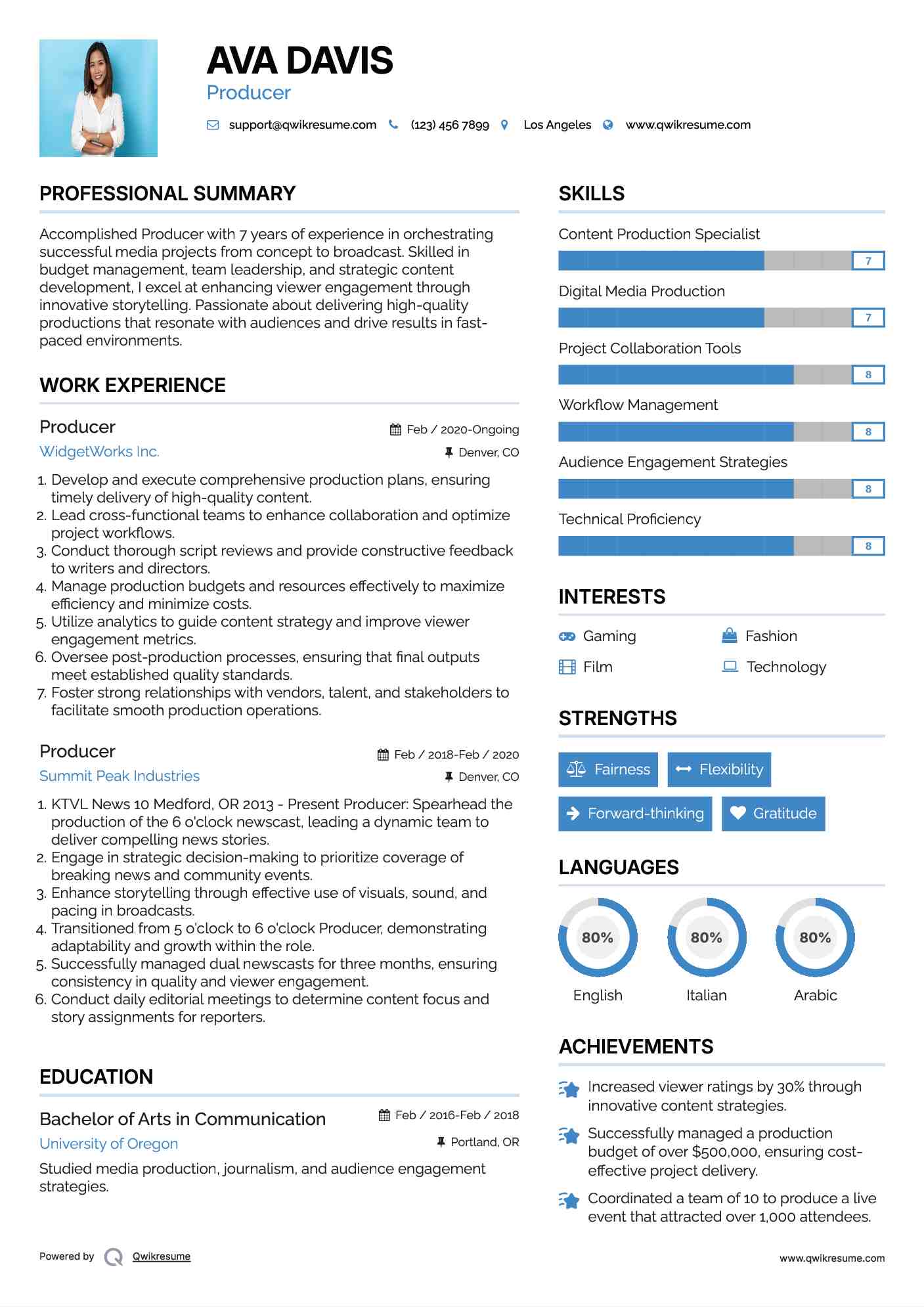 Producer Resume Example