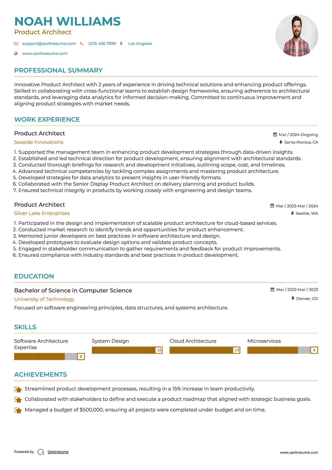 Product Architect Resume Model