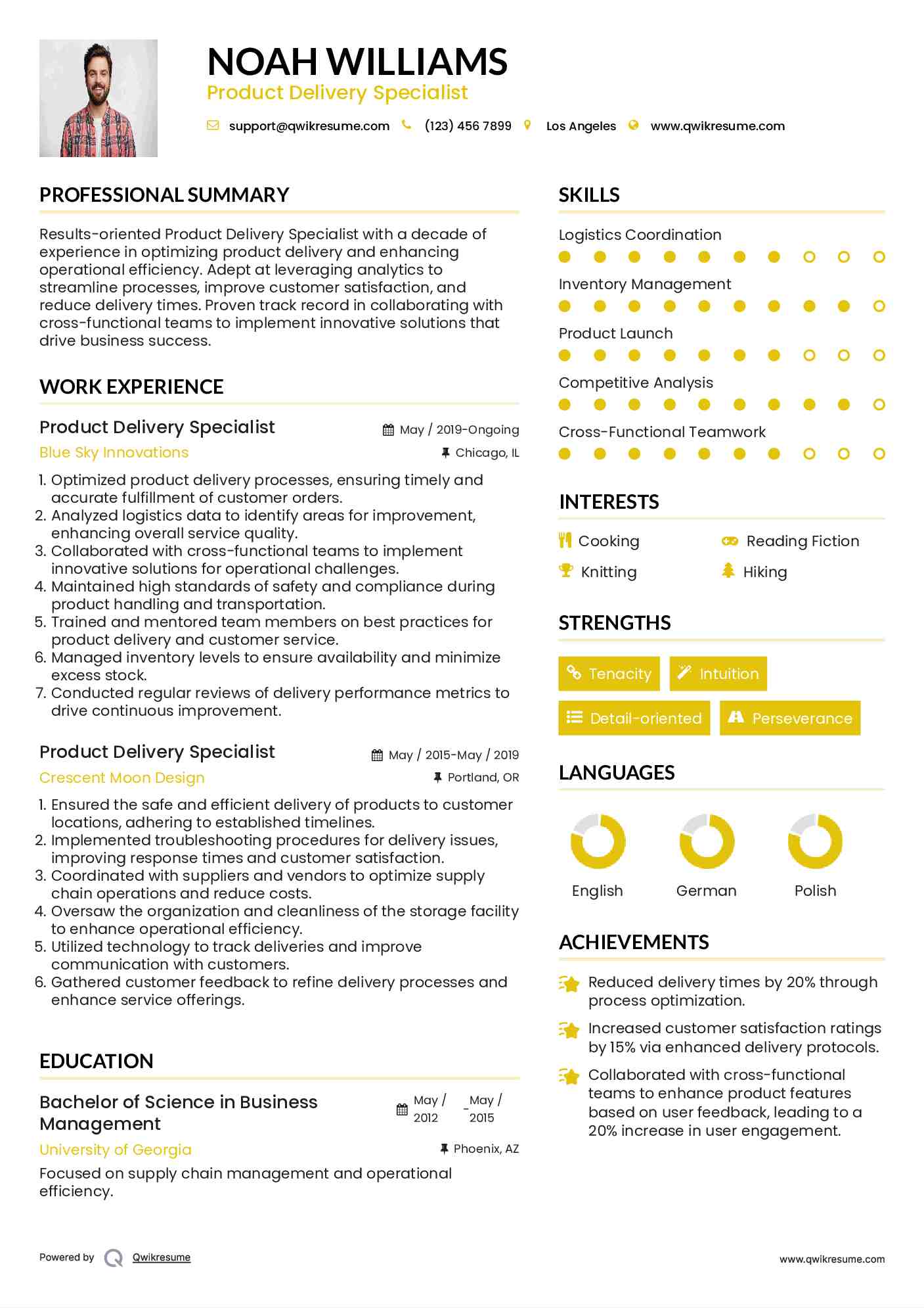 Product Delivery Specialist Resume Example