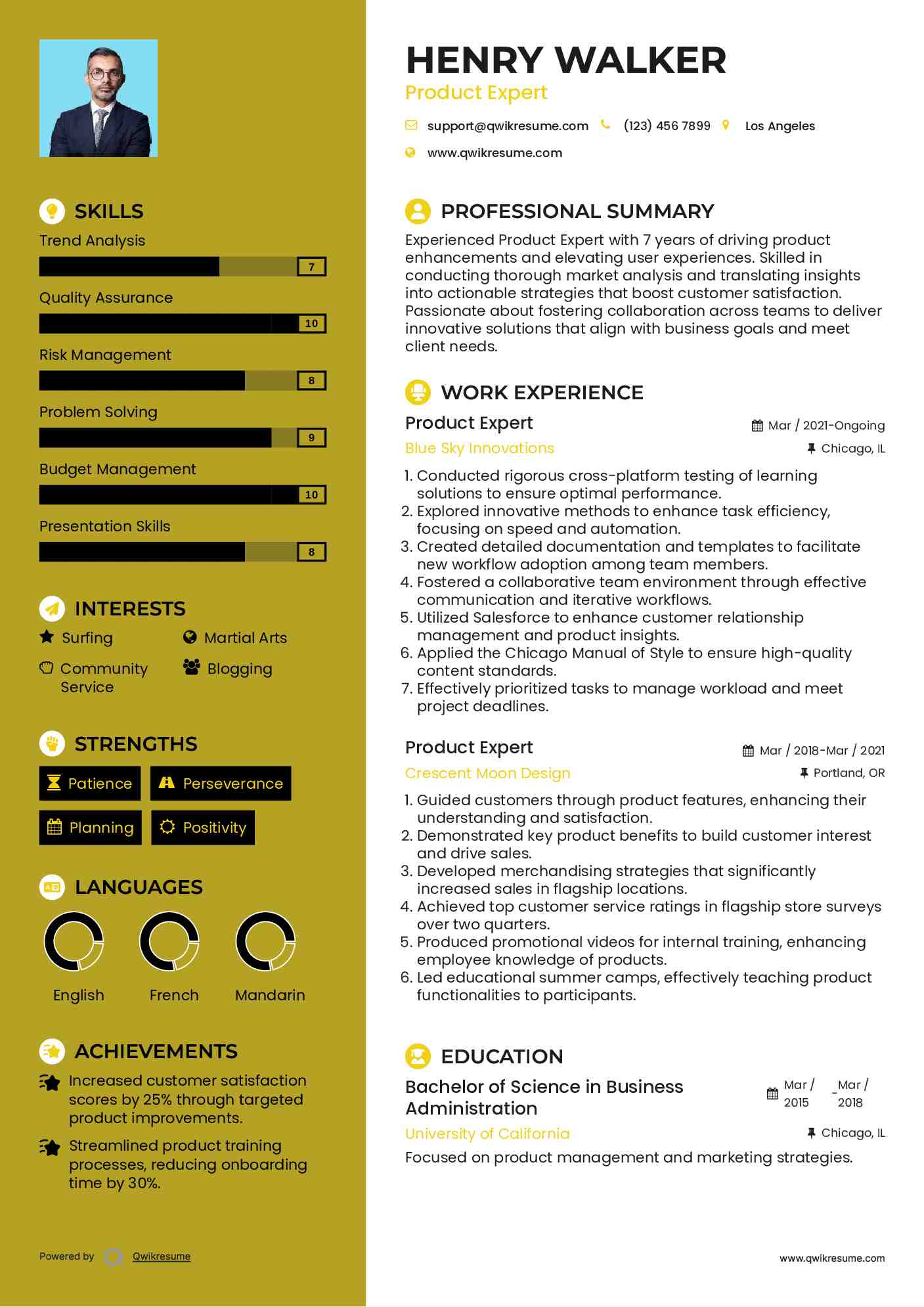 Product Expert Resume Format
