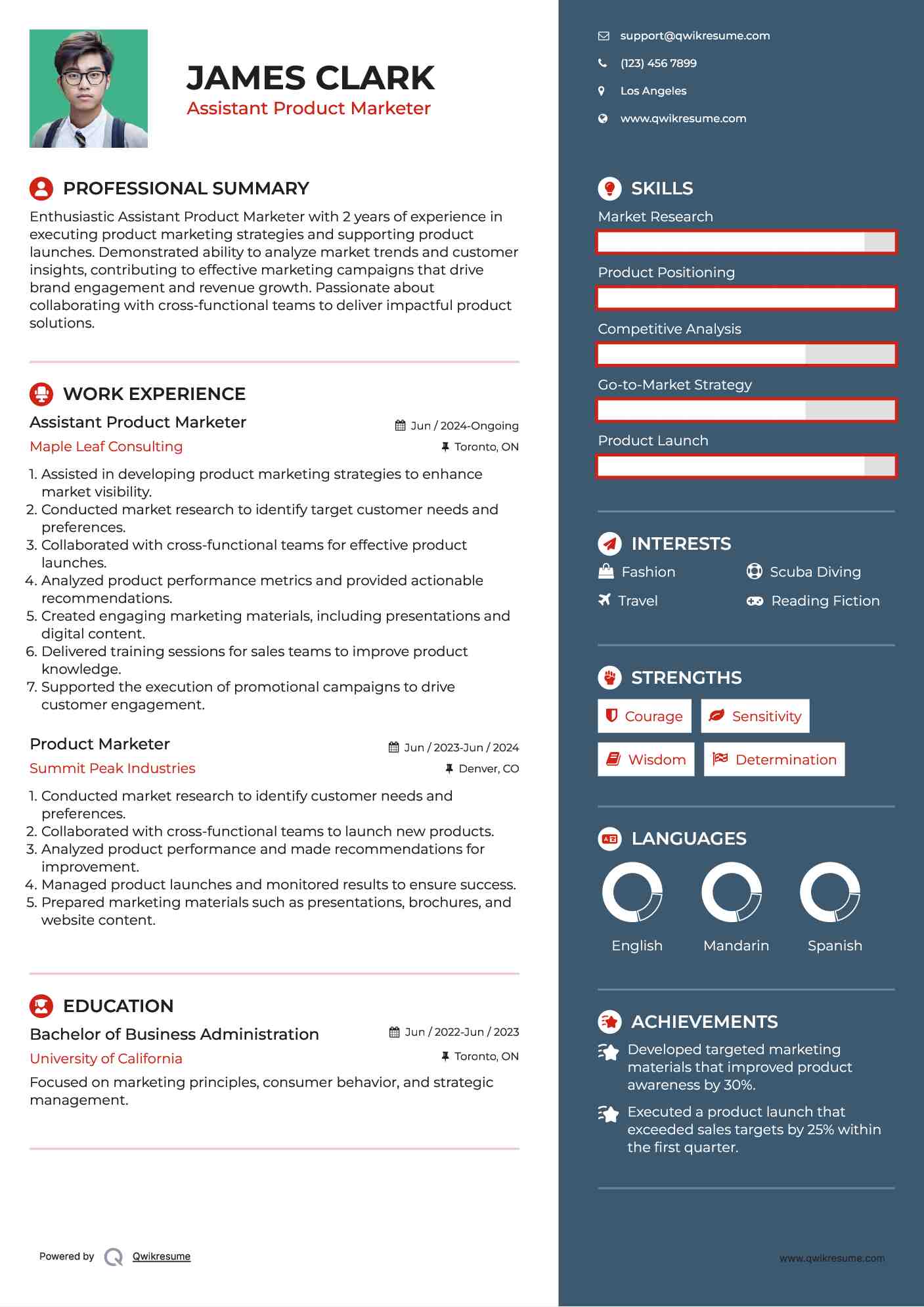 Assistant Product Marketer Resume Template