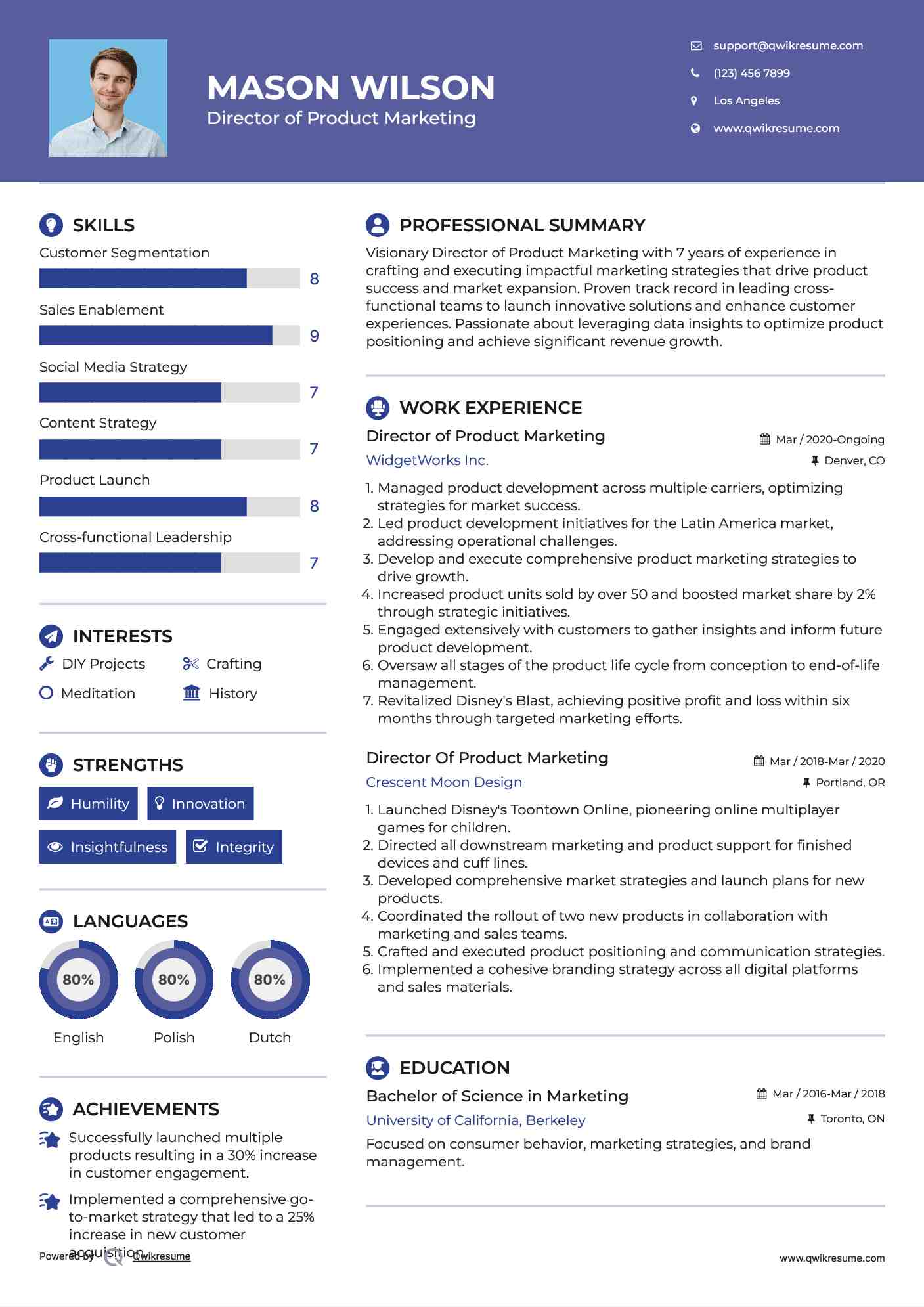 Director of Product Marketing

 Resume Sample