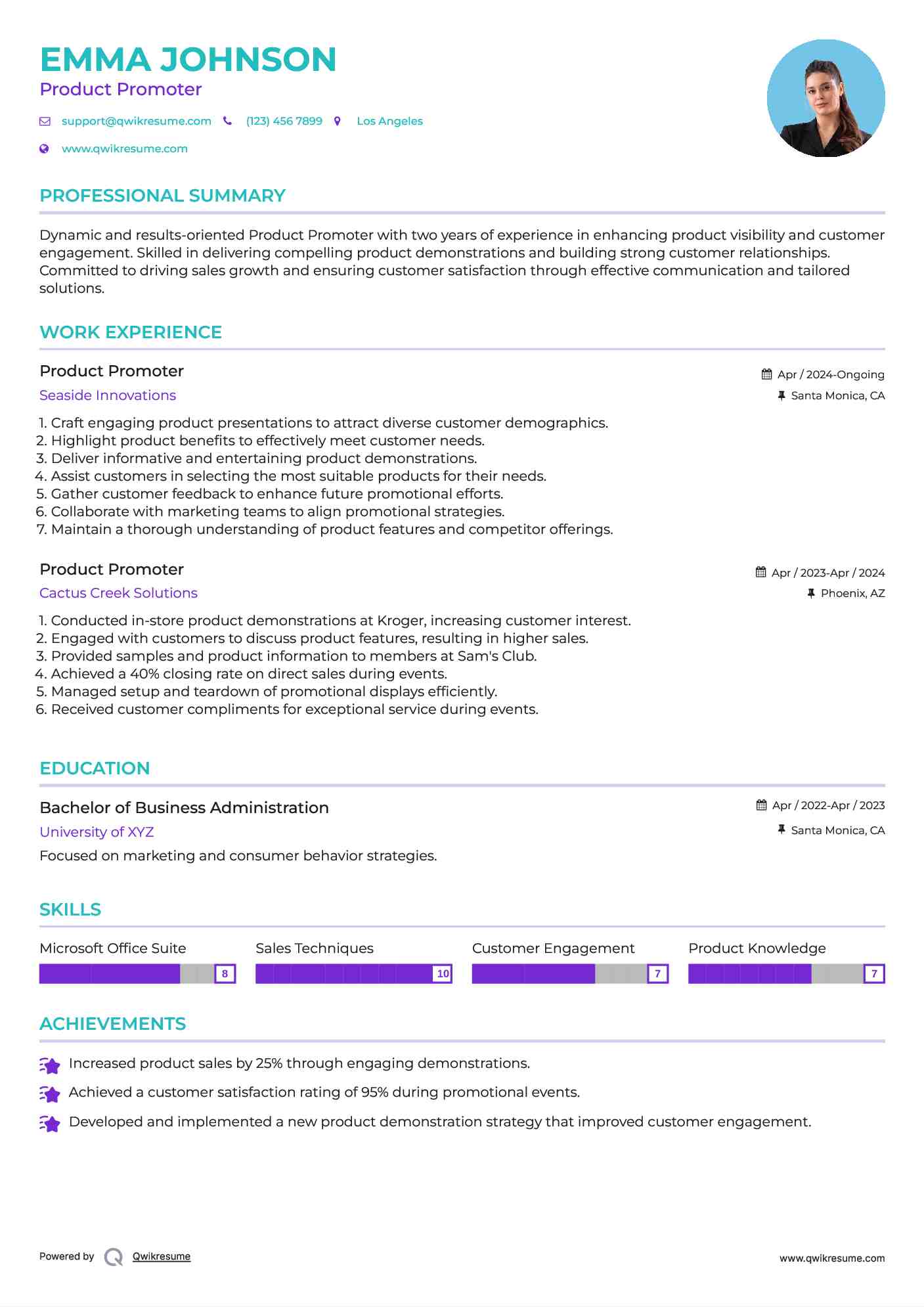 Product Promoter Resume Template