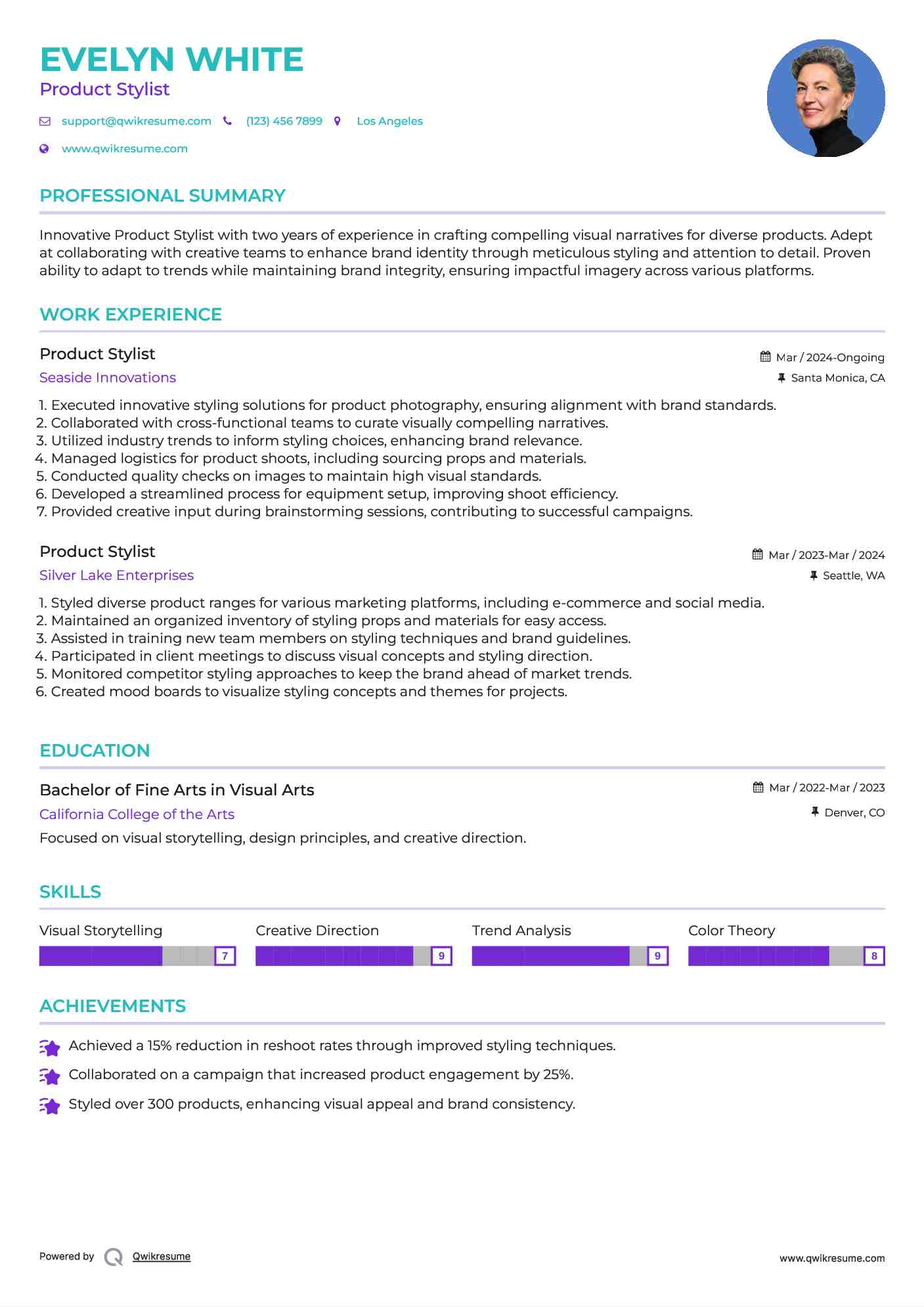 Product Stylist Resume Sample