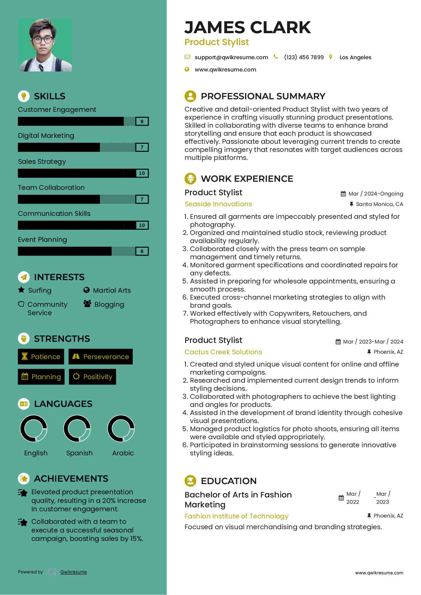 Product Stylist Resume Example