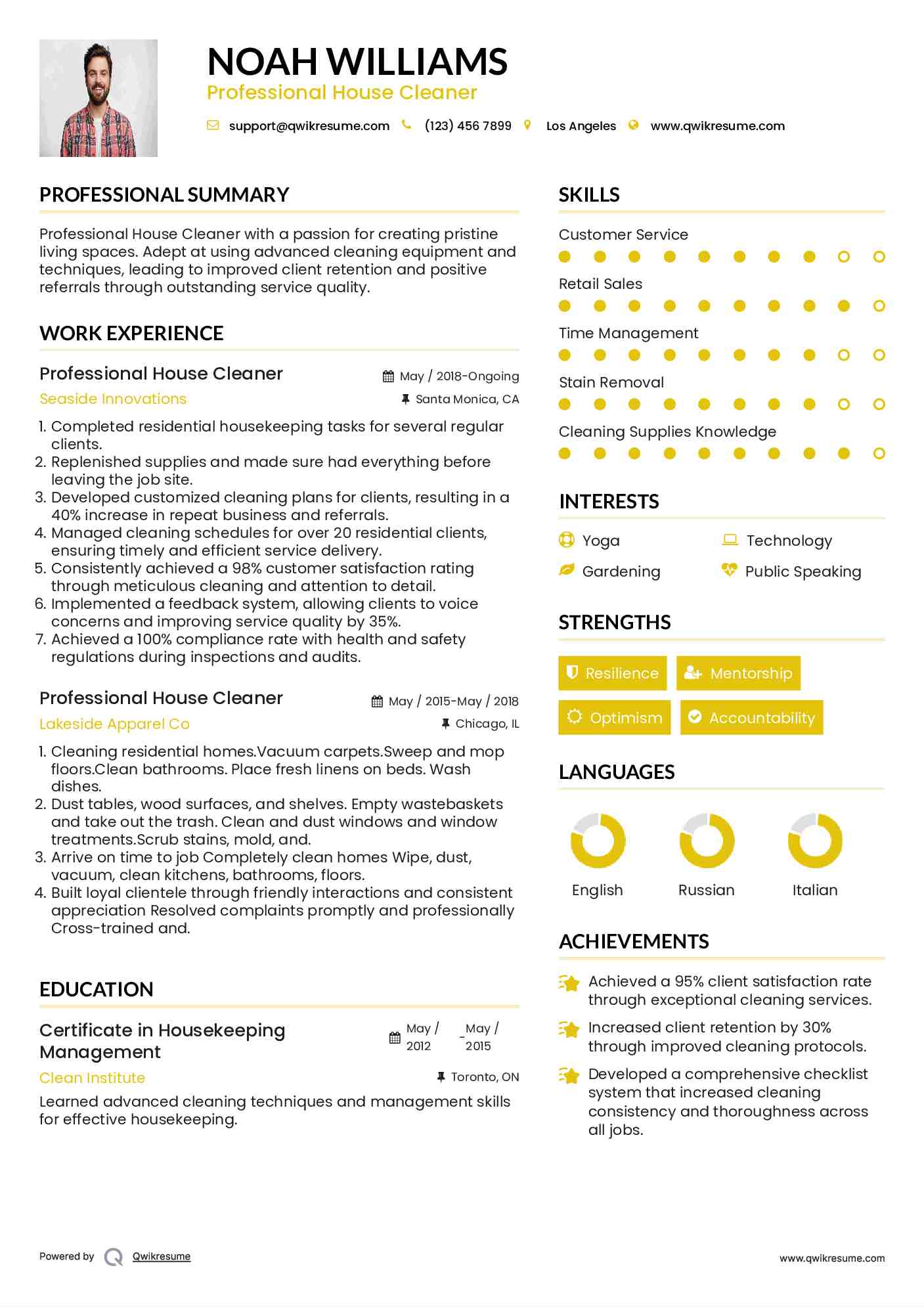 Professional House Cleaner Resume - Professional House Cleaner 1604040985 Pdf 