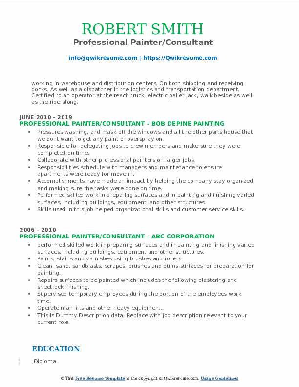 Professional Painter Resume Samples - Professional Painter 1577372076 Pdf 