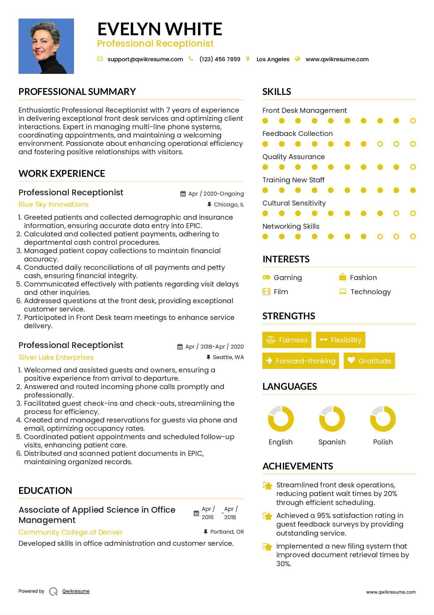 Professional Receptionist Resume Template