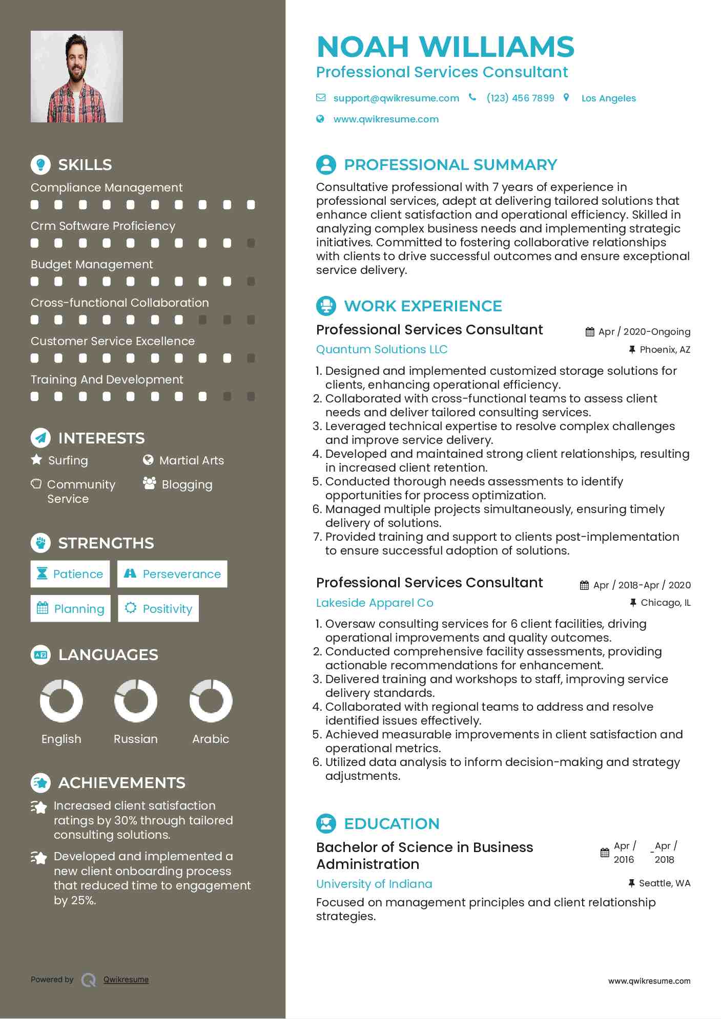 Professional Services Consultant Resume Format