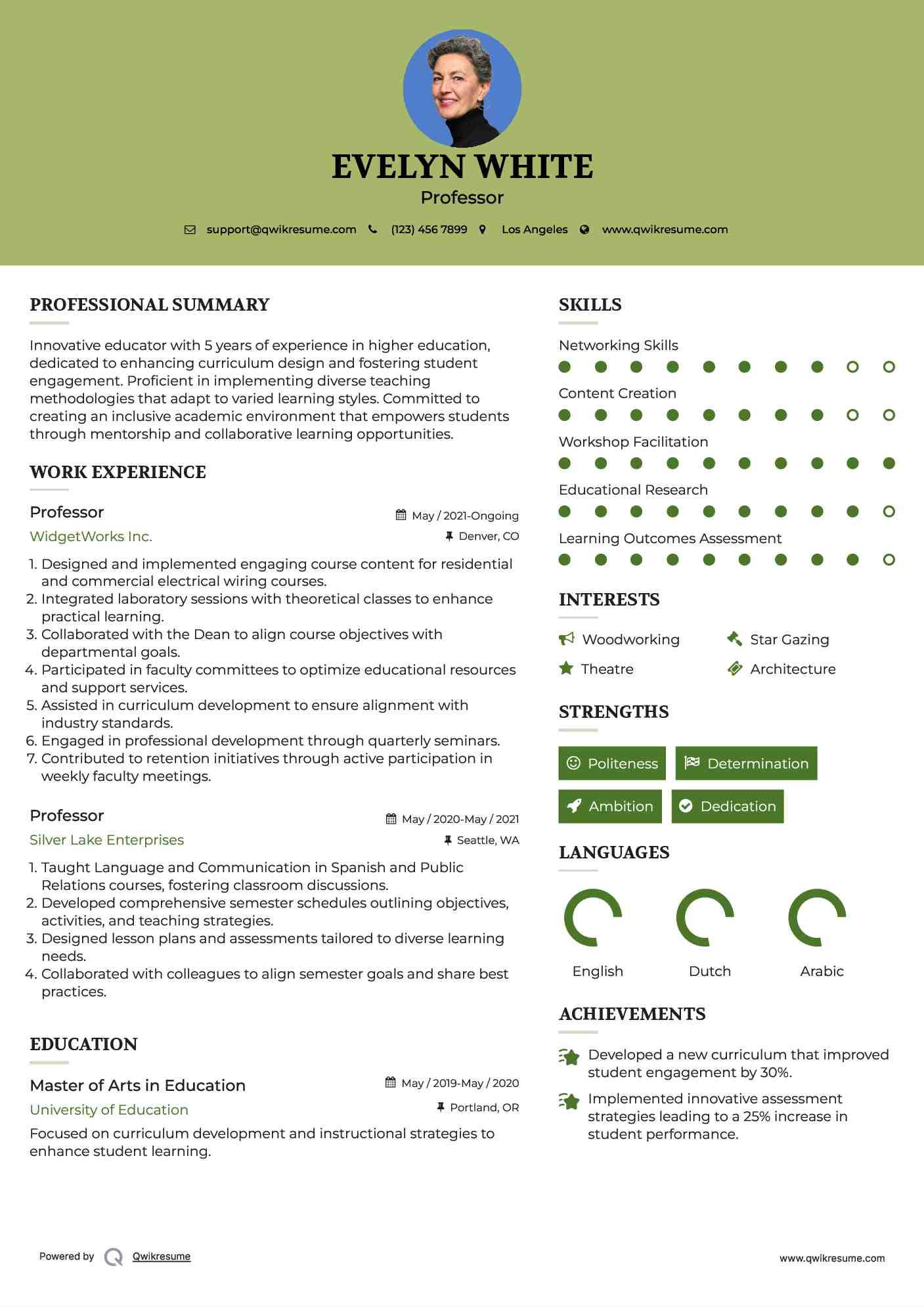 Professor Resume Template