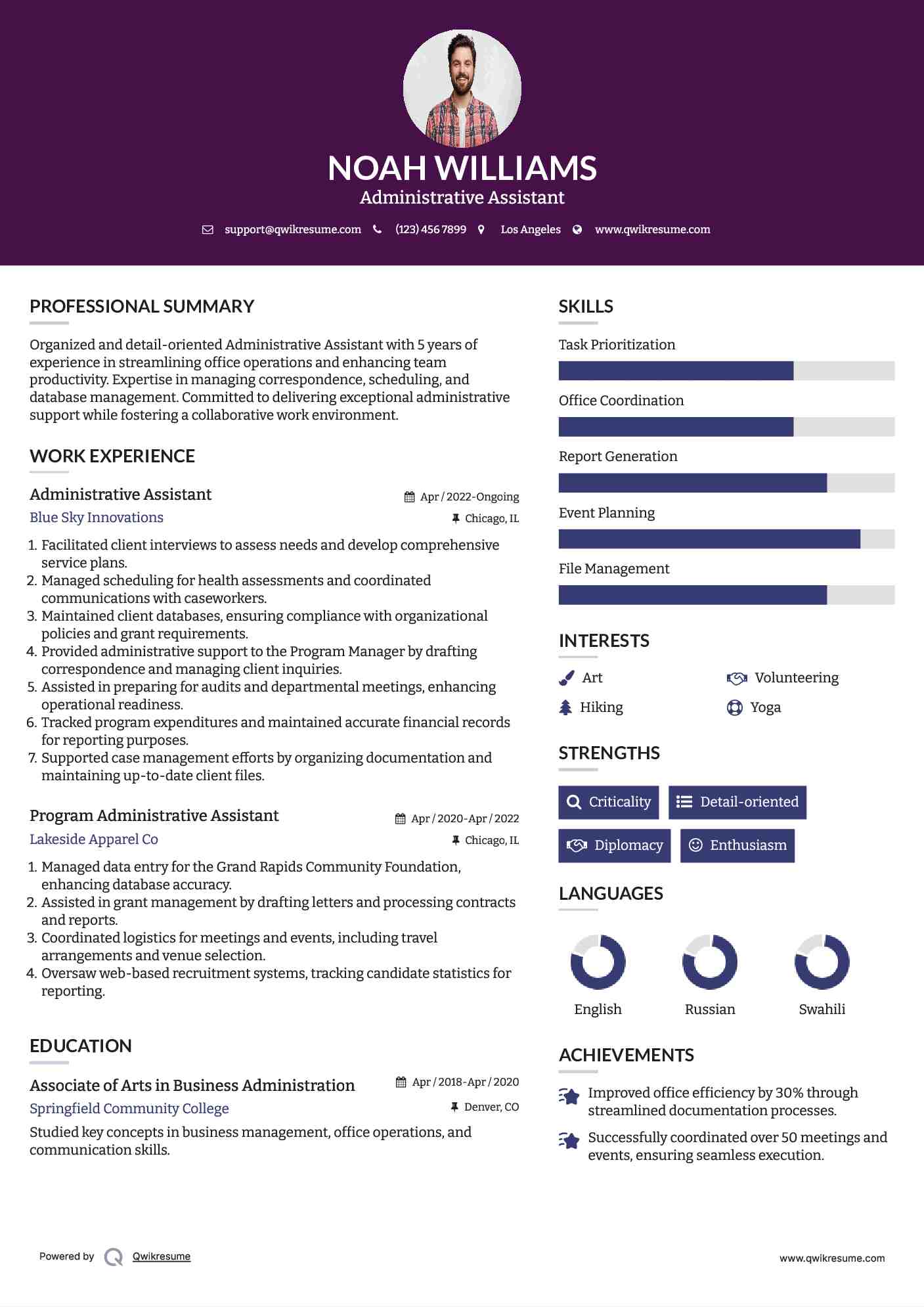 Administrative Assistant Resume Format