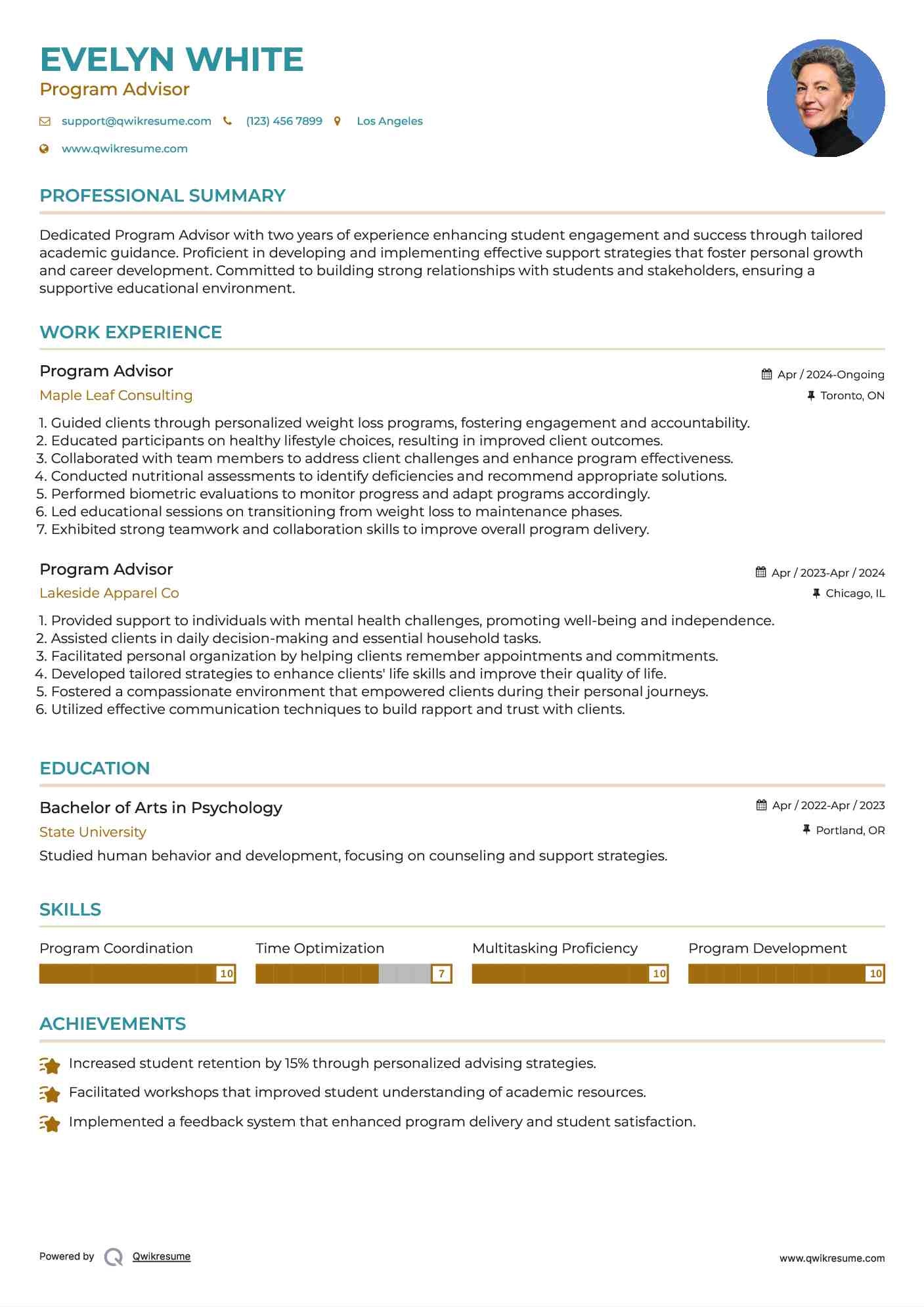 Program Advisor Resume Template