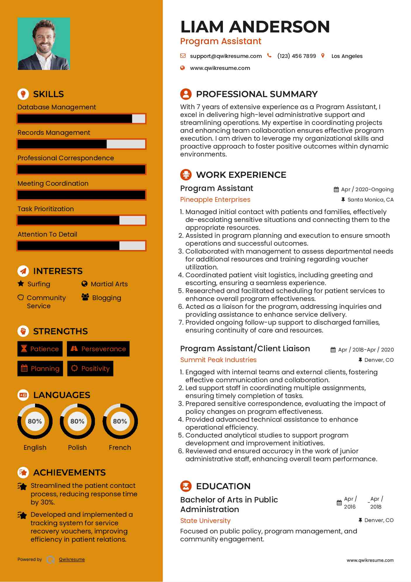 Program Assistant Resume Model