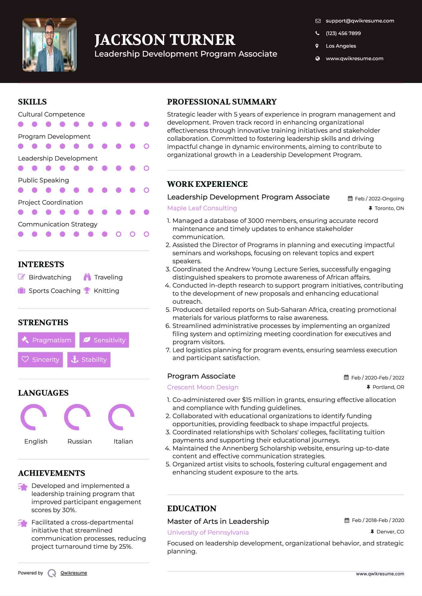 Leadership Development Program Associate Resume Format
