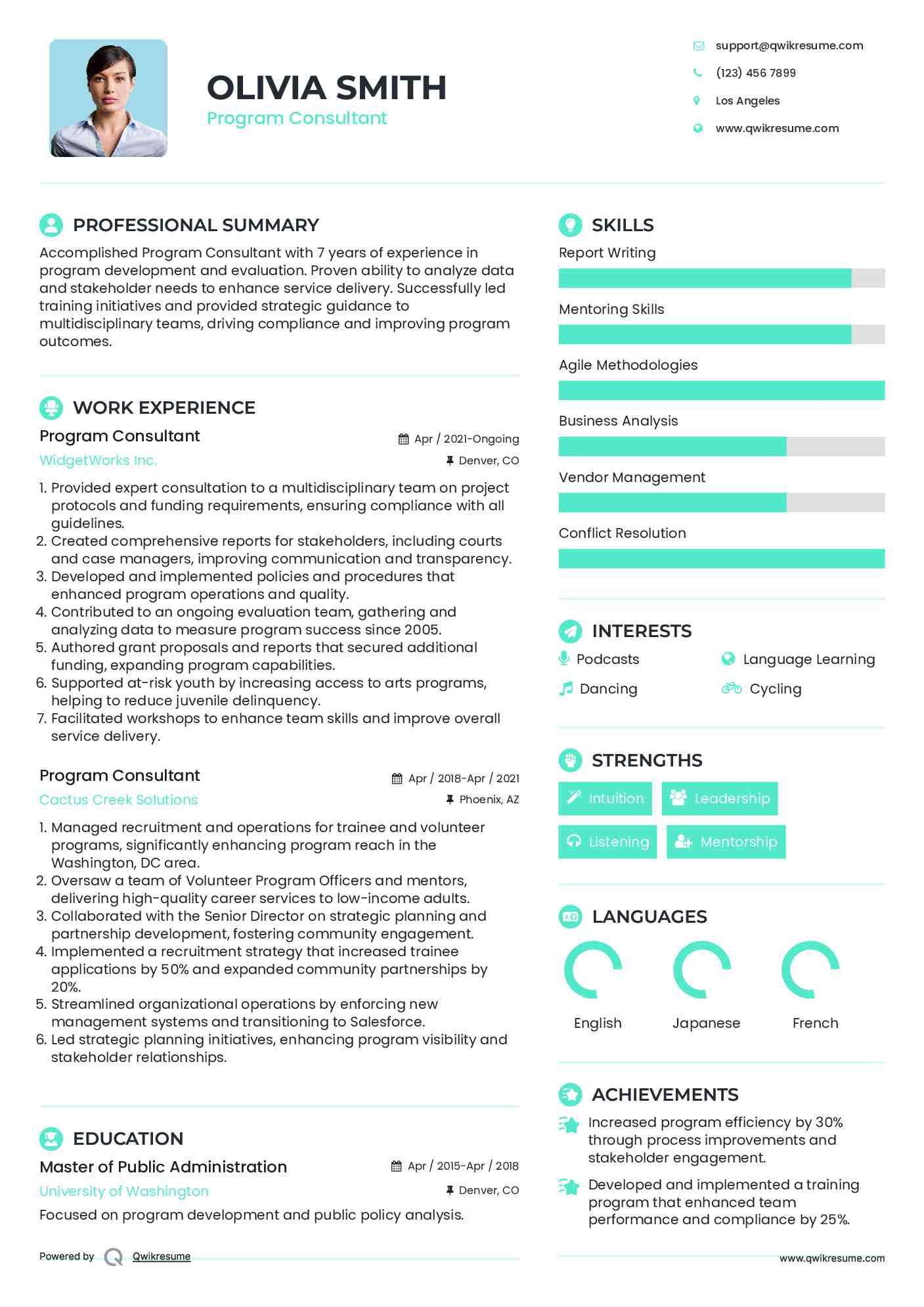 Program Consultant Resume Format
