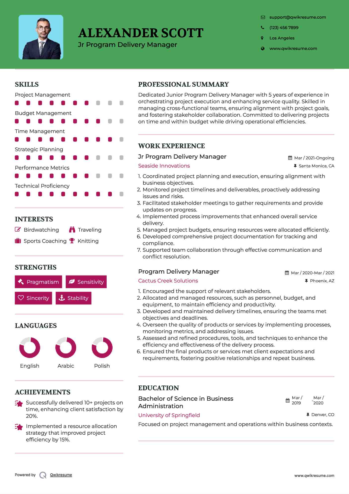 Jr Program Delivery Manager  Resume Sample