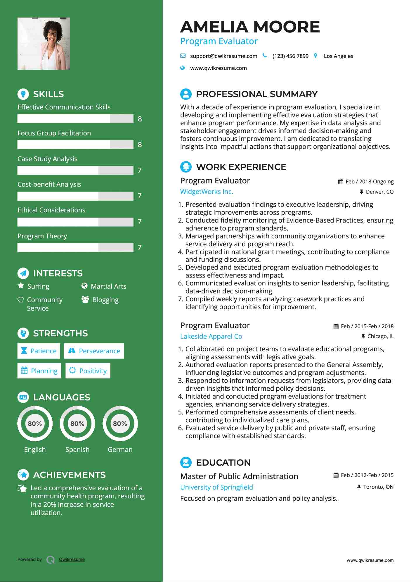Program Evaluator Resume Format