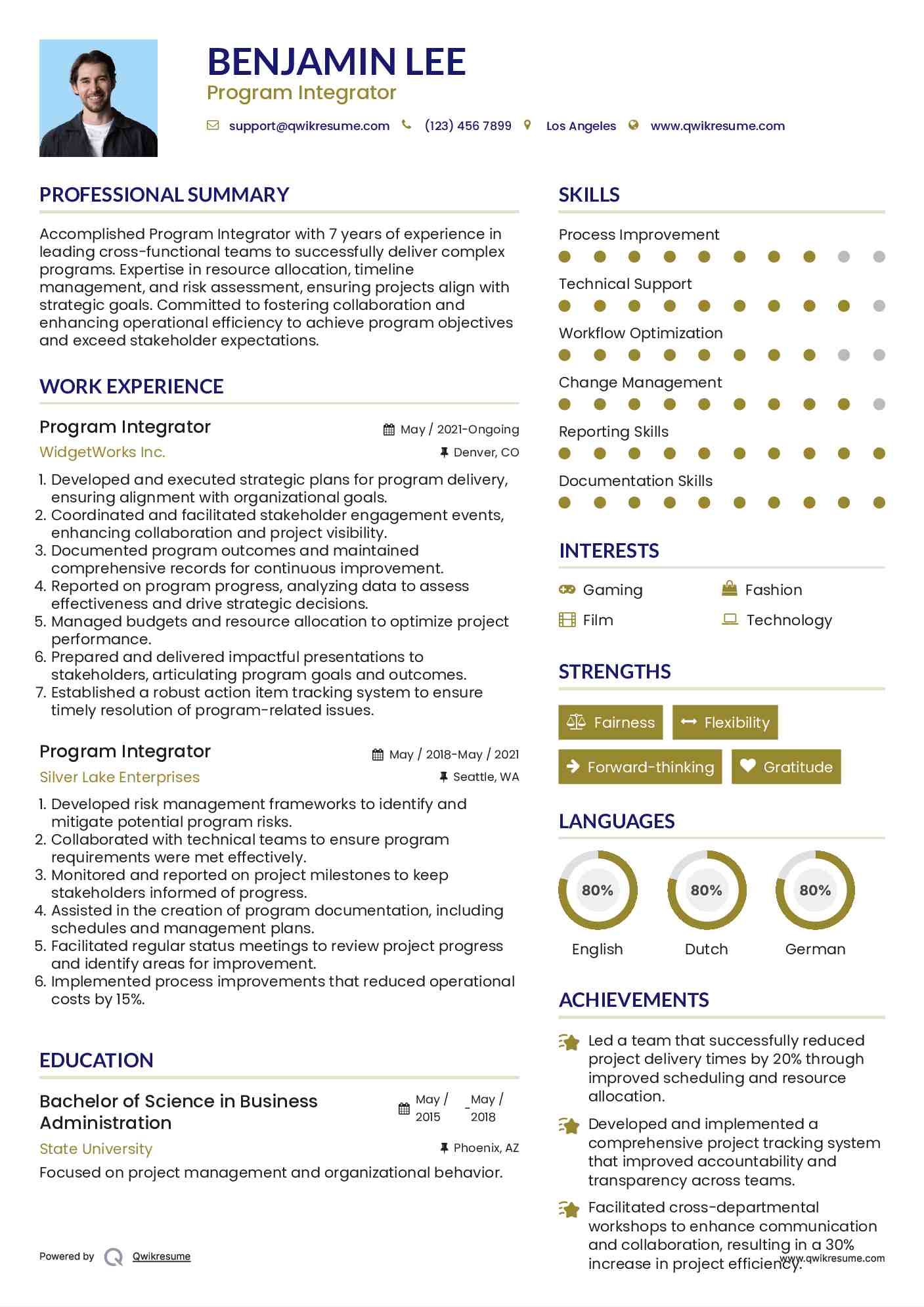 Program Integrator Resume Model