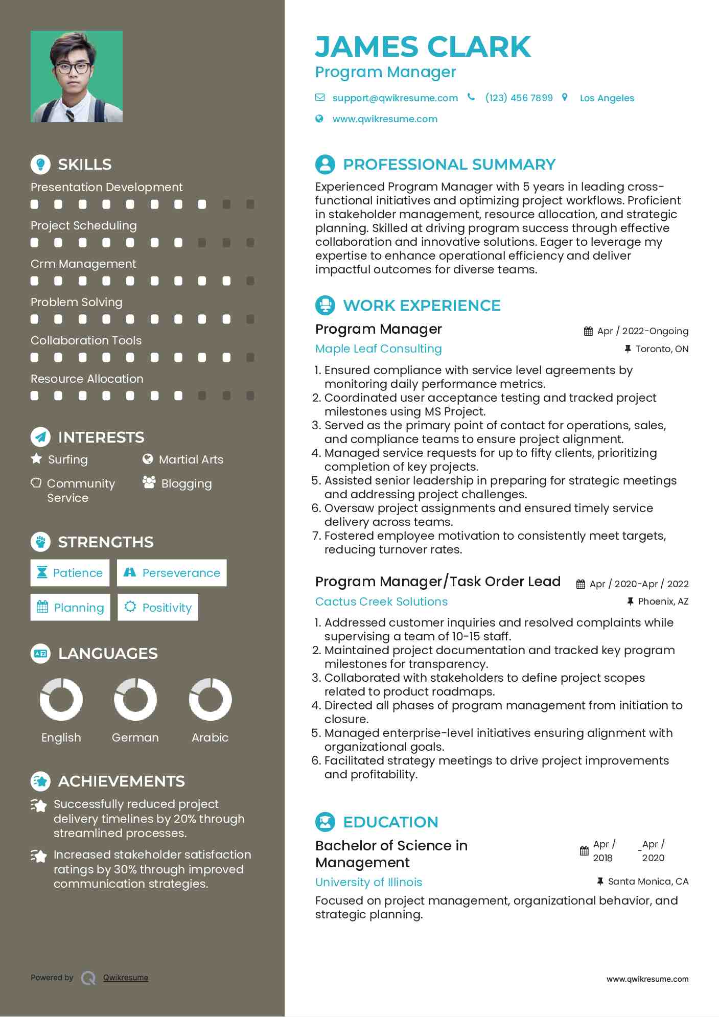 Program Manager Resume Template