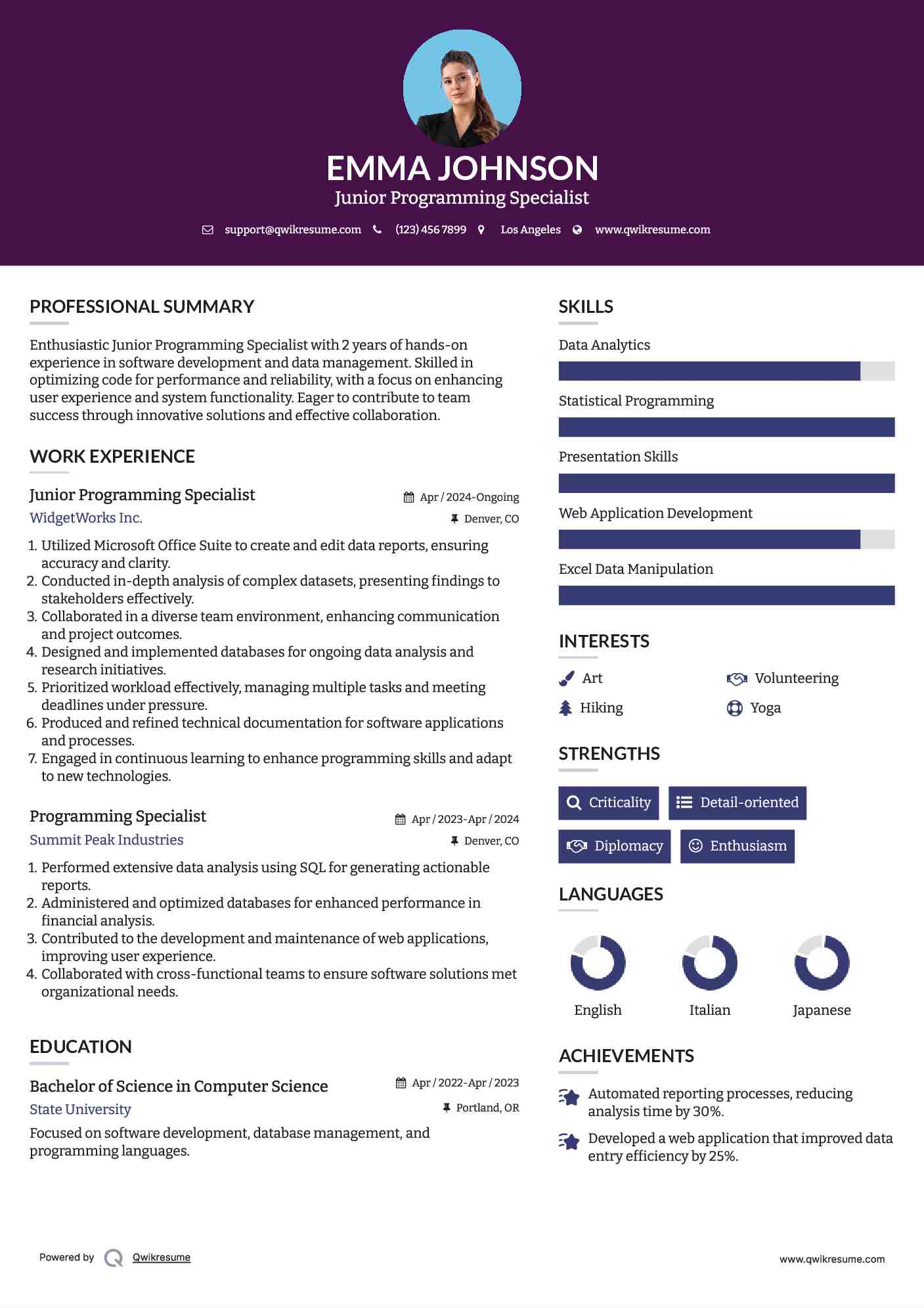10+ Programming Specialist Resume Samples & Templates for 2025