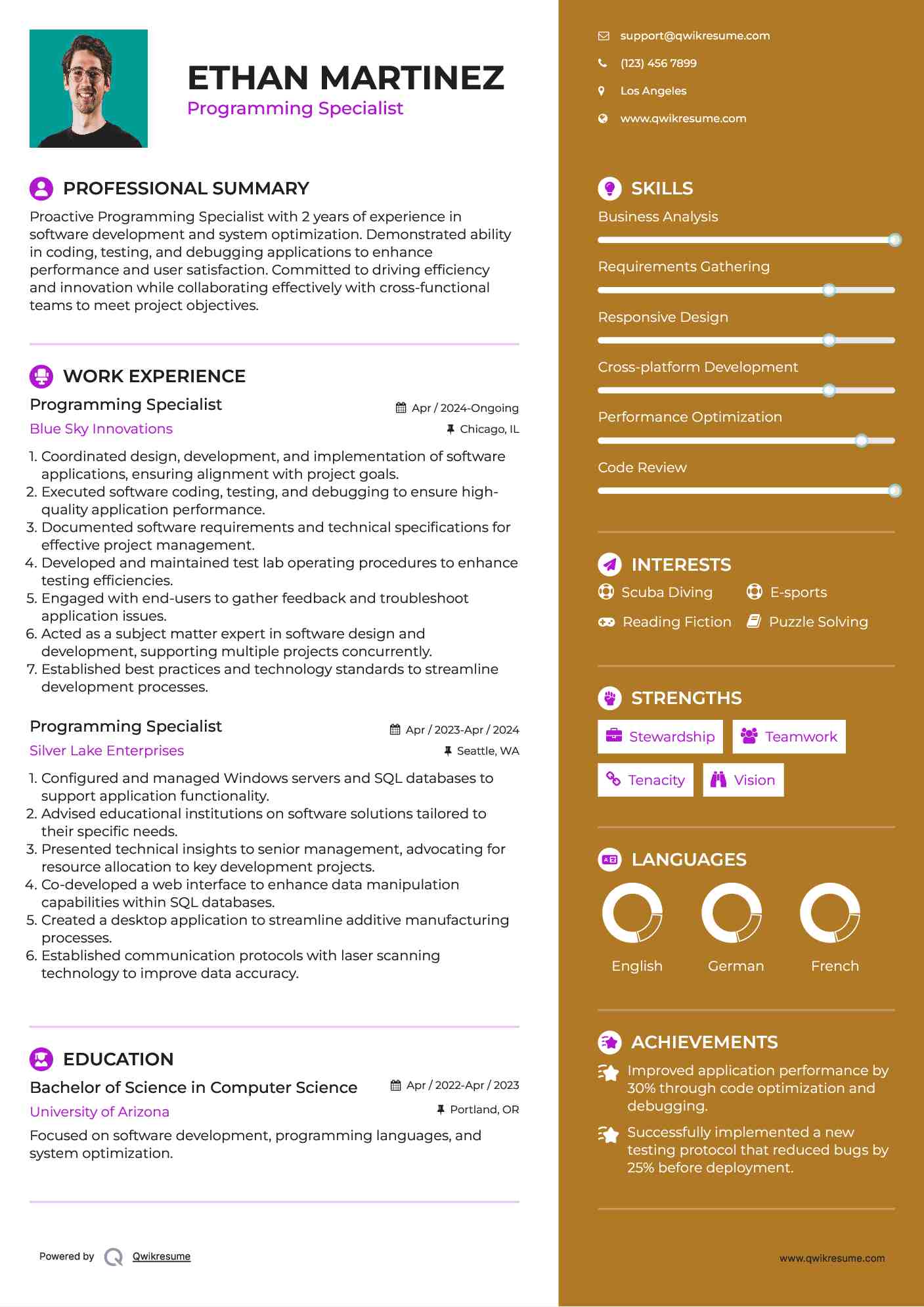 10+ Programming Specialist Resume Samples & Templates for 2025