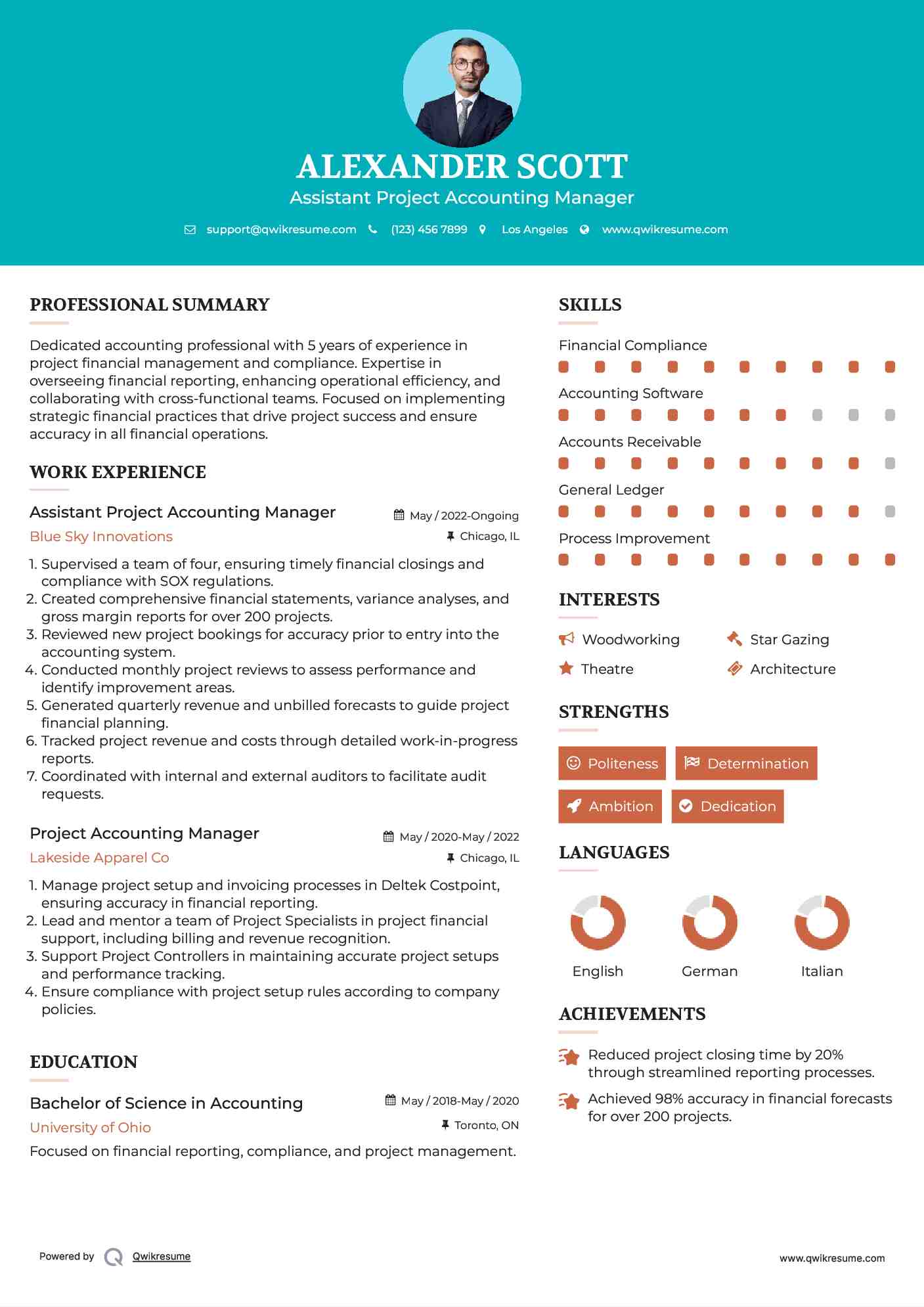 Assistant Project Accounting Manager Resume Model