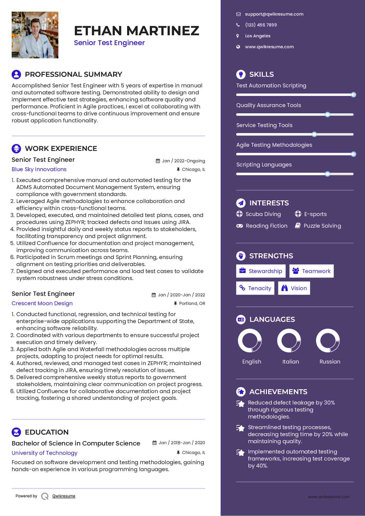 Senior Test Engineer Resume Format