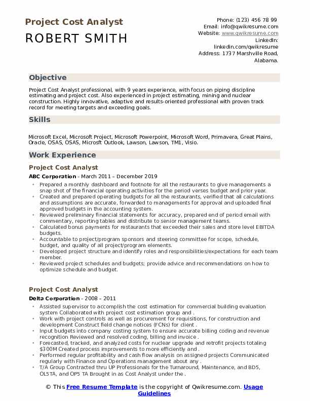 project-cost-analyst-resume-samples-qwikresume