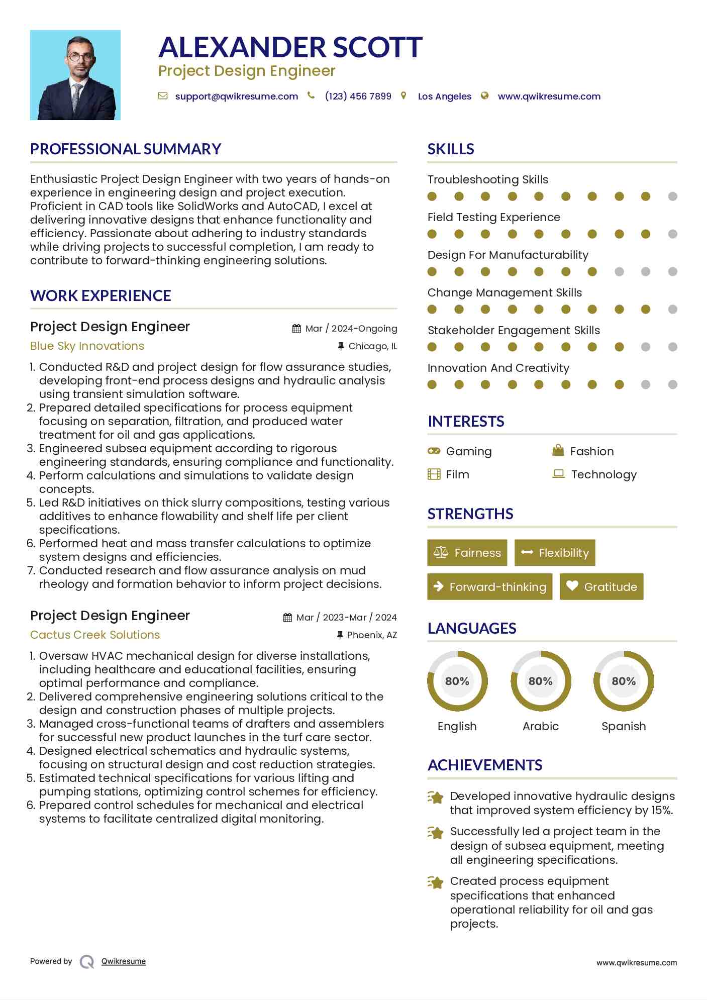 Project Design Engineer Resume Model