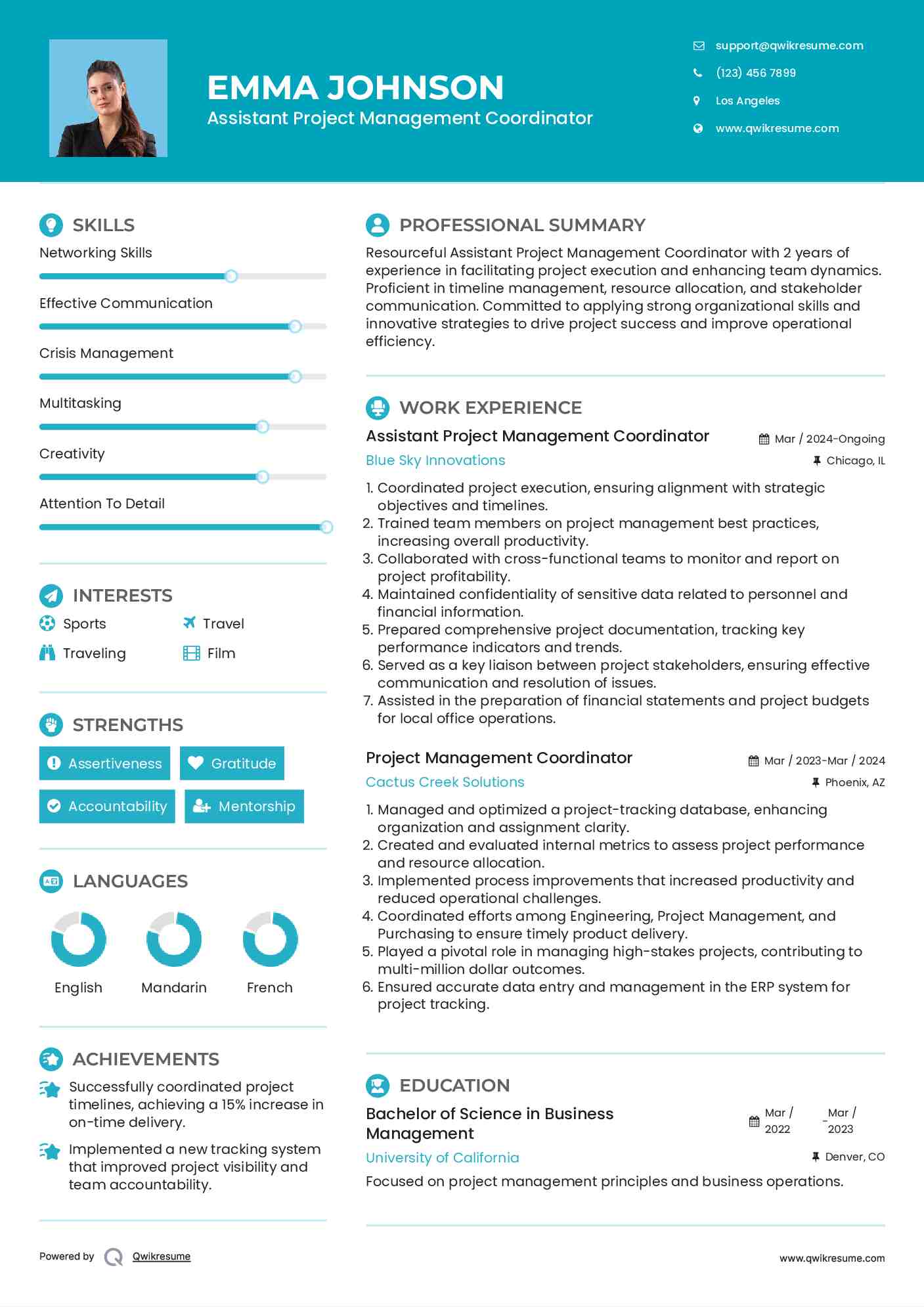 Assistant Project Management Coordinator Resume Format
