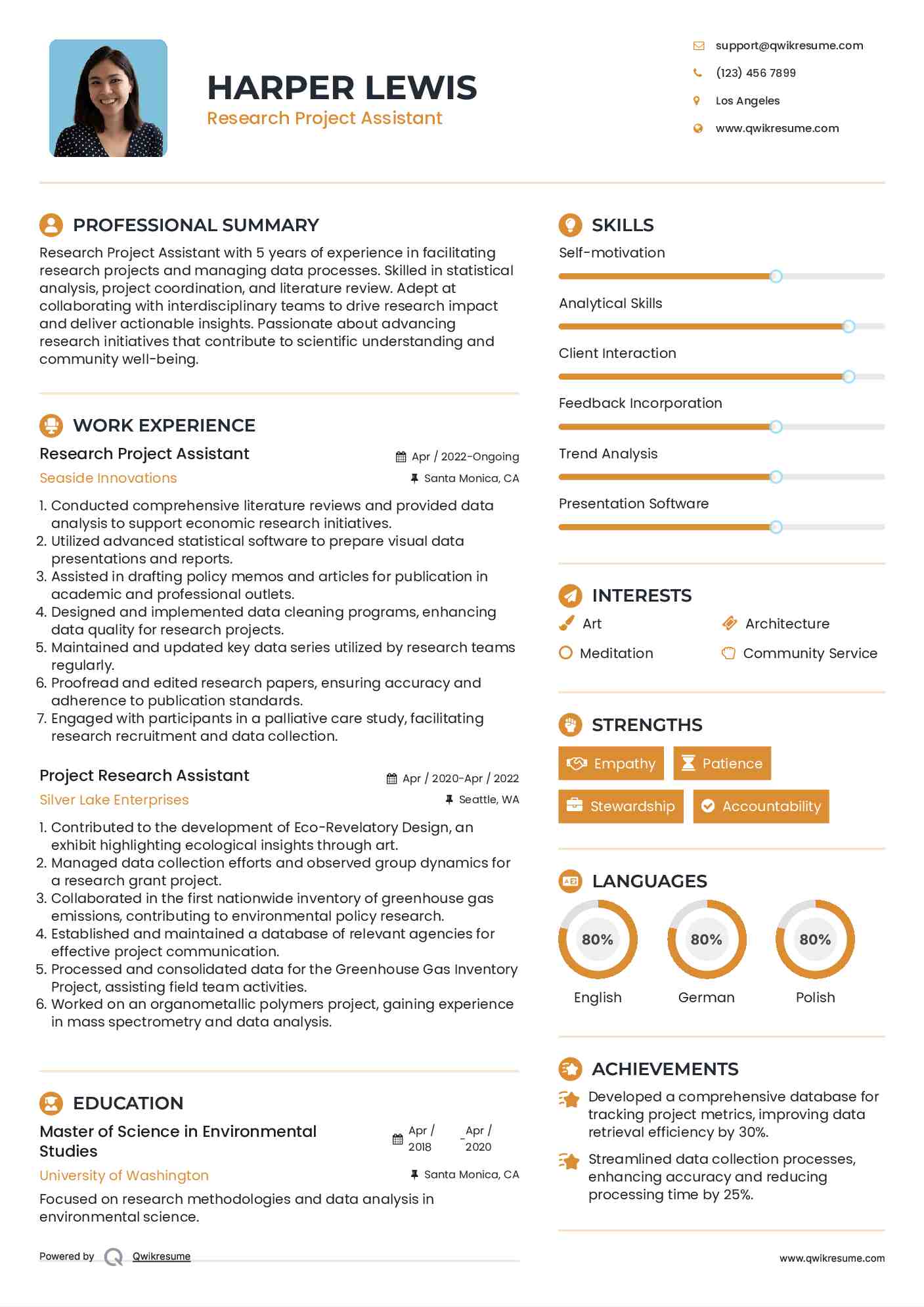 Research Project Assistant Resume Format