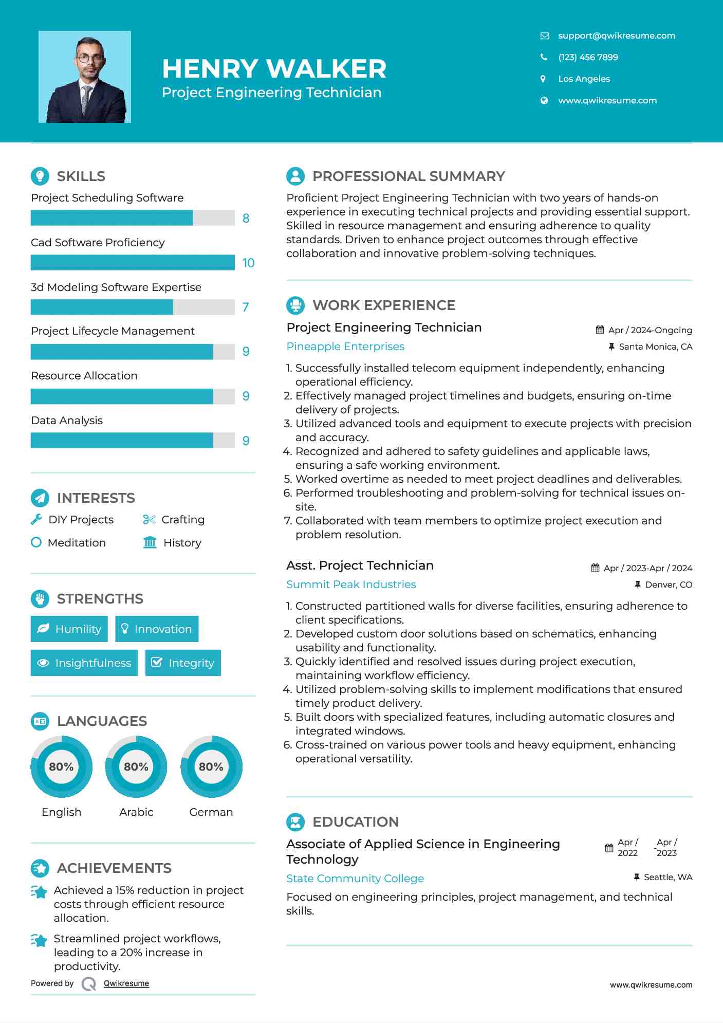 Project Engineering Technician Resume Format