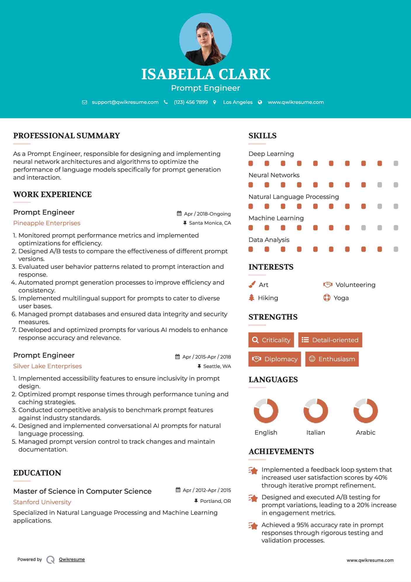 Prompt Engineer Resume Sample