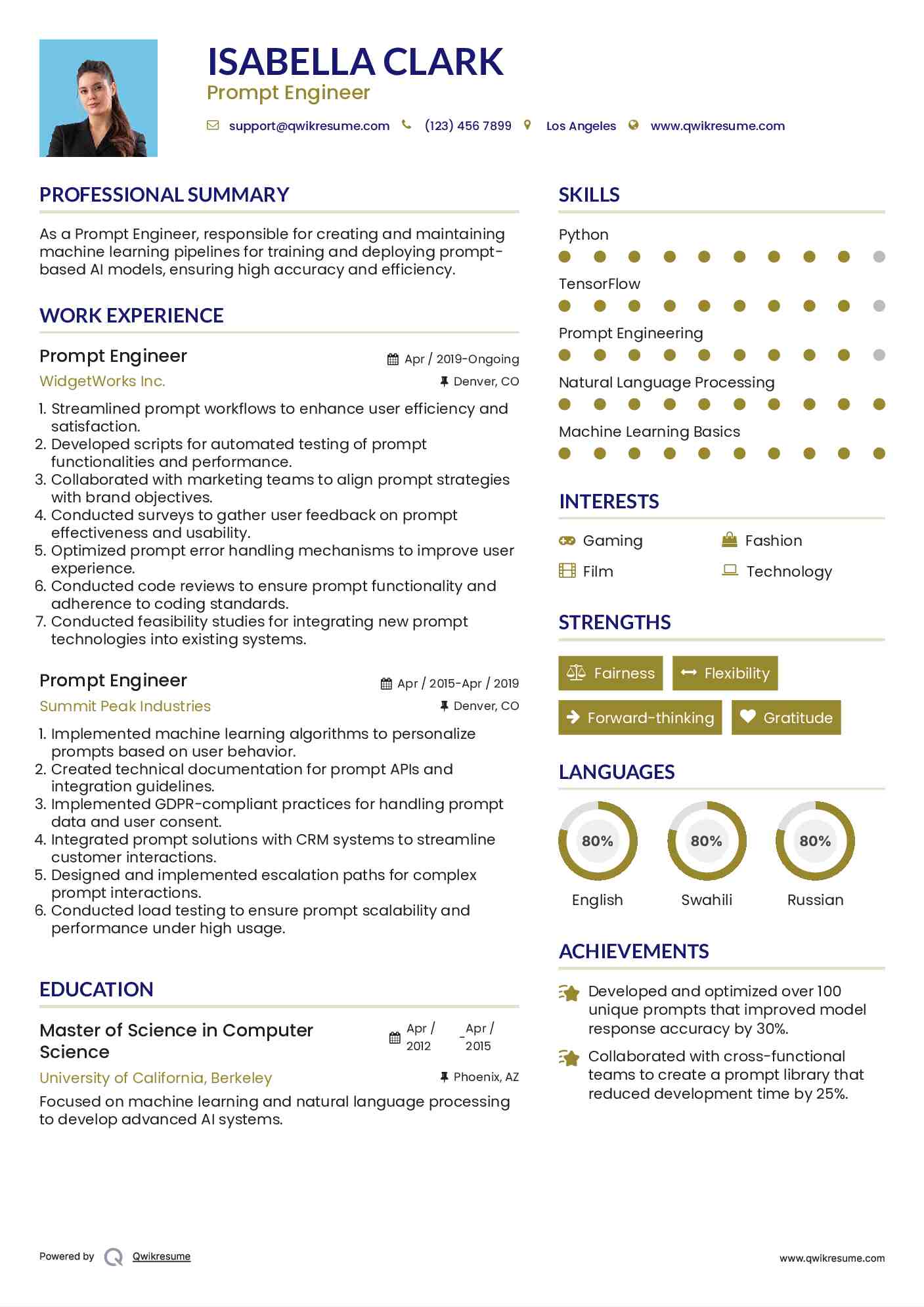 Prompt Engineer Resume Template