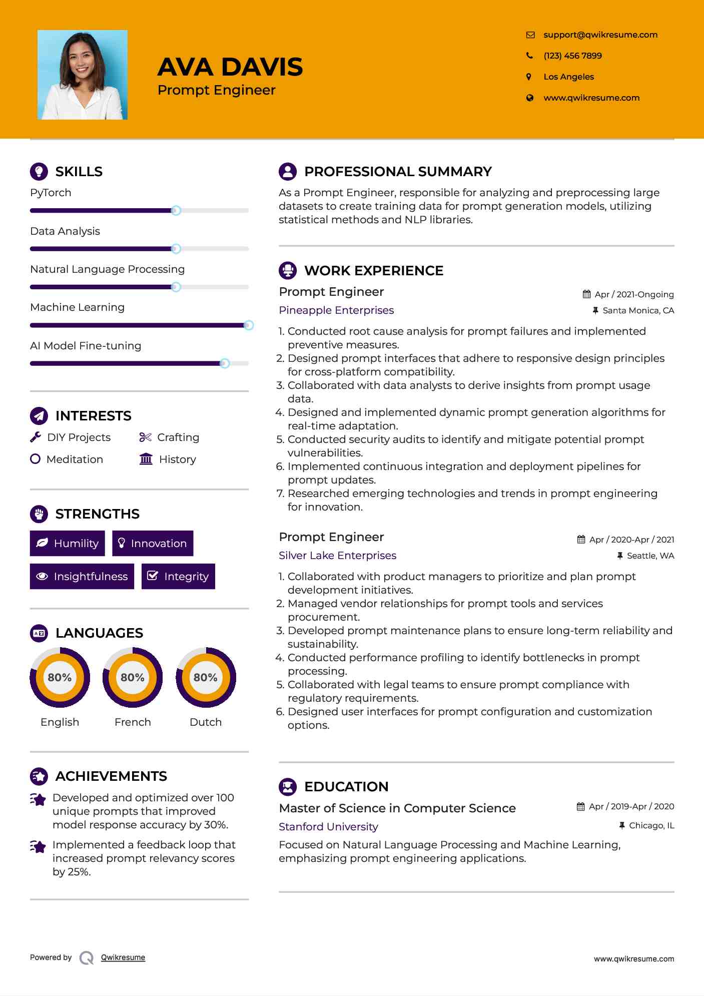 Prompt Engineer Resume Sample