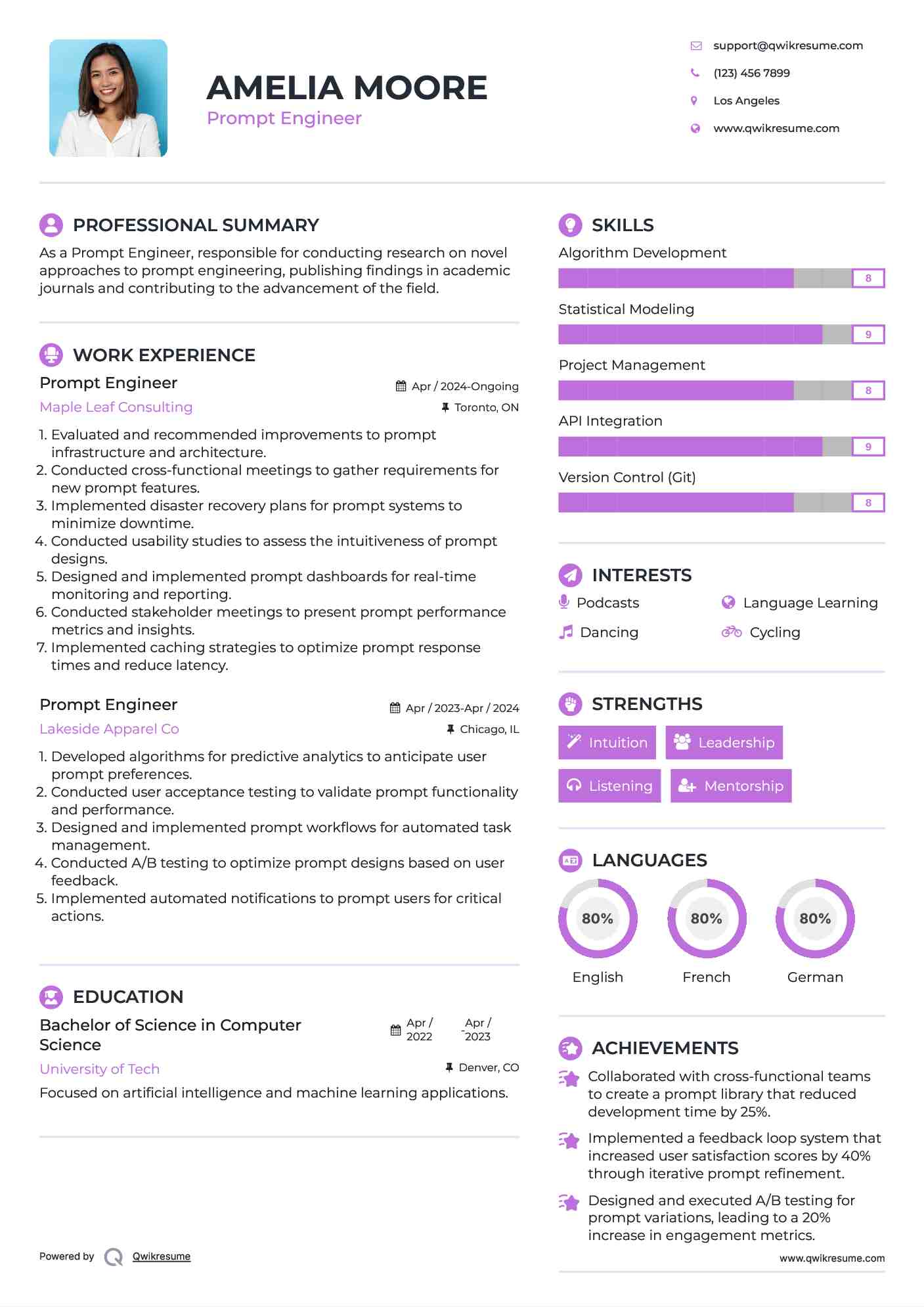 Prompt Engineer Resume Sample