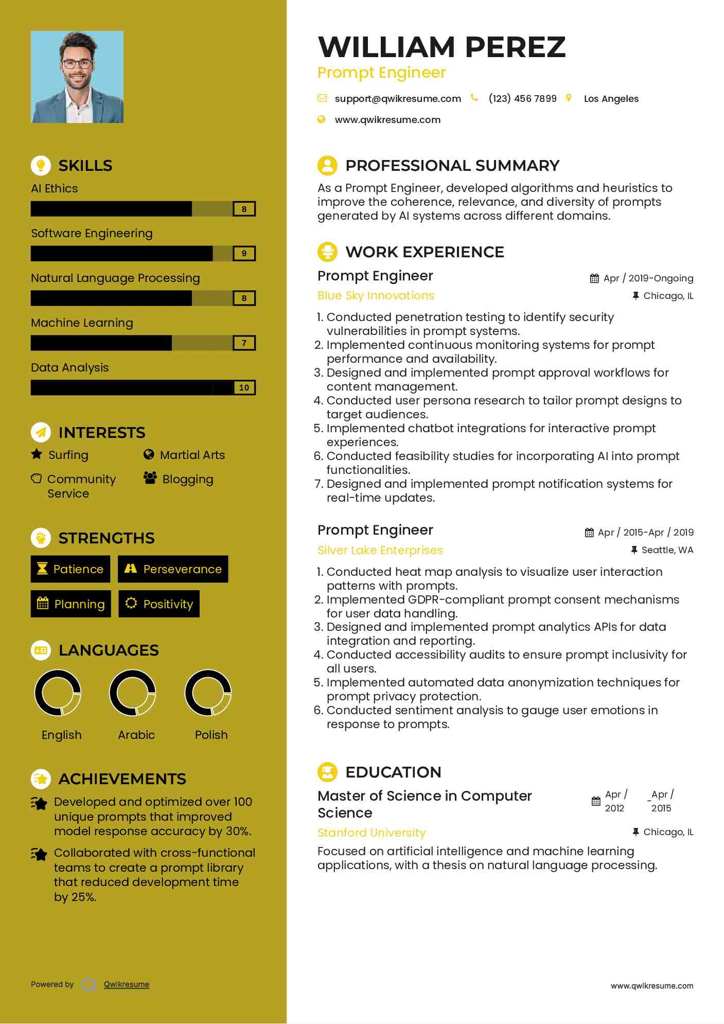 Prompt Engineer Resume Example