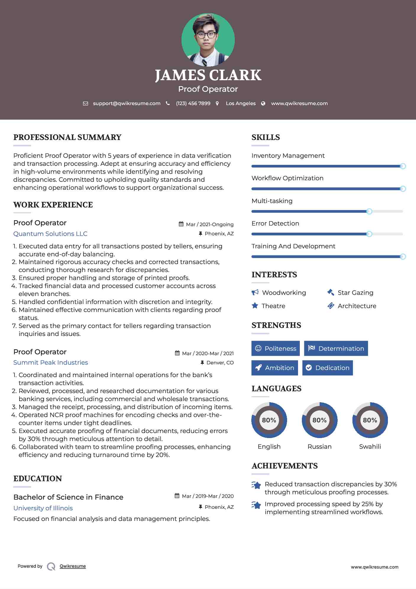 Proof Operator Resume Model