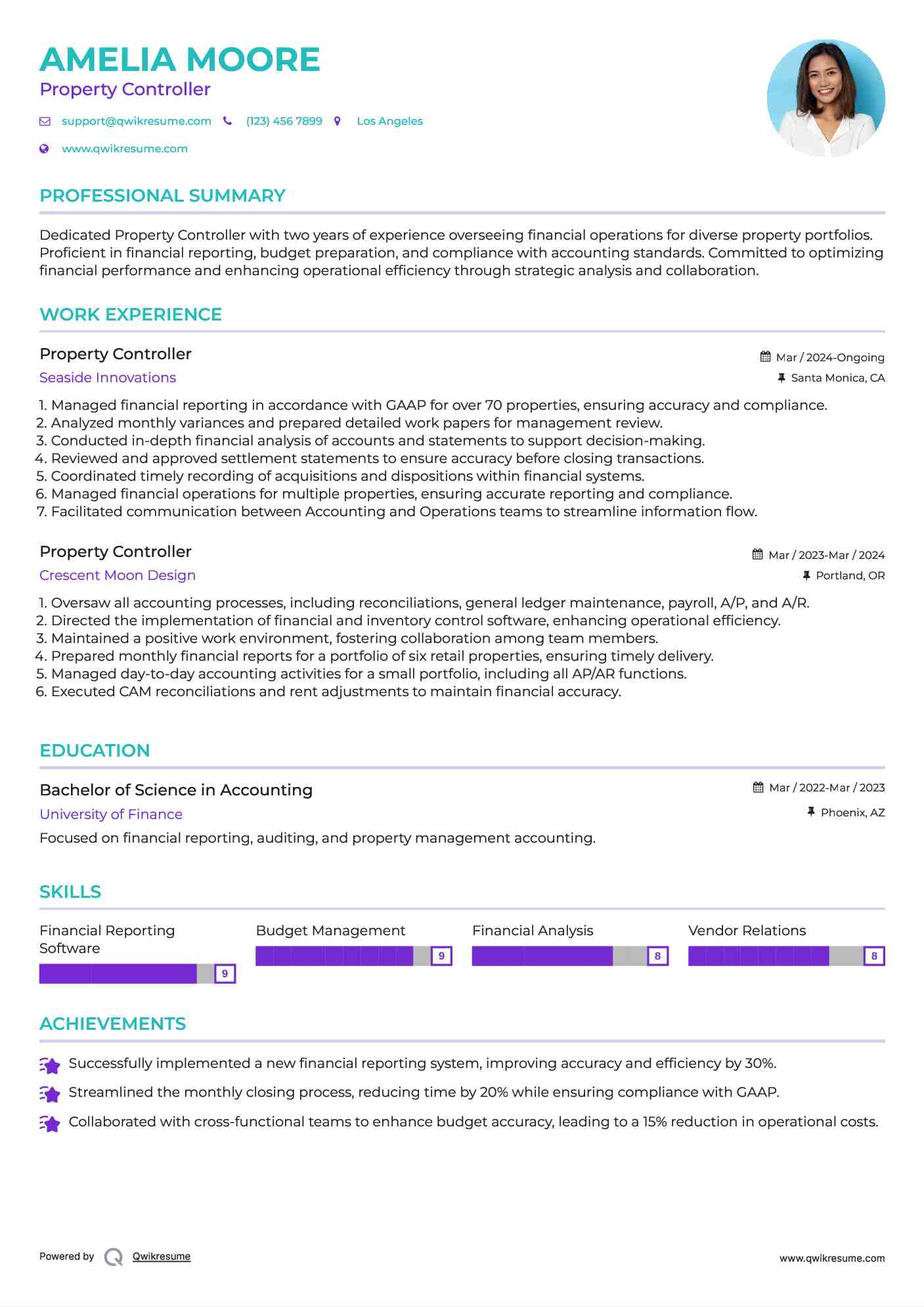 Property Controller Resume Format
